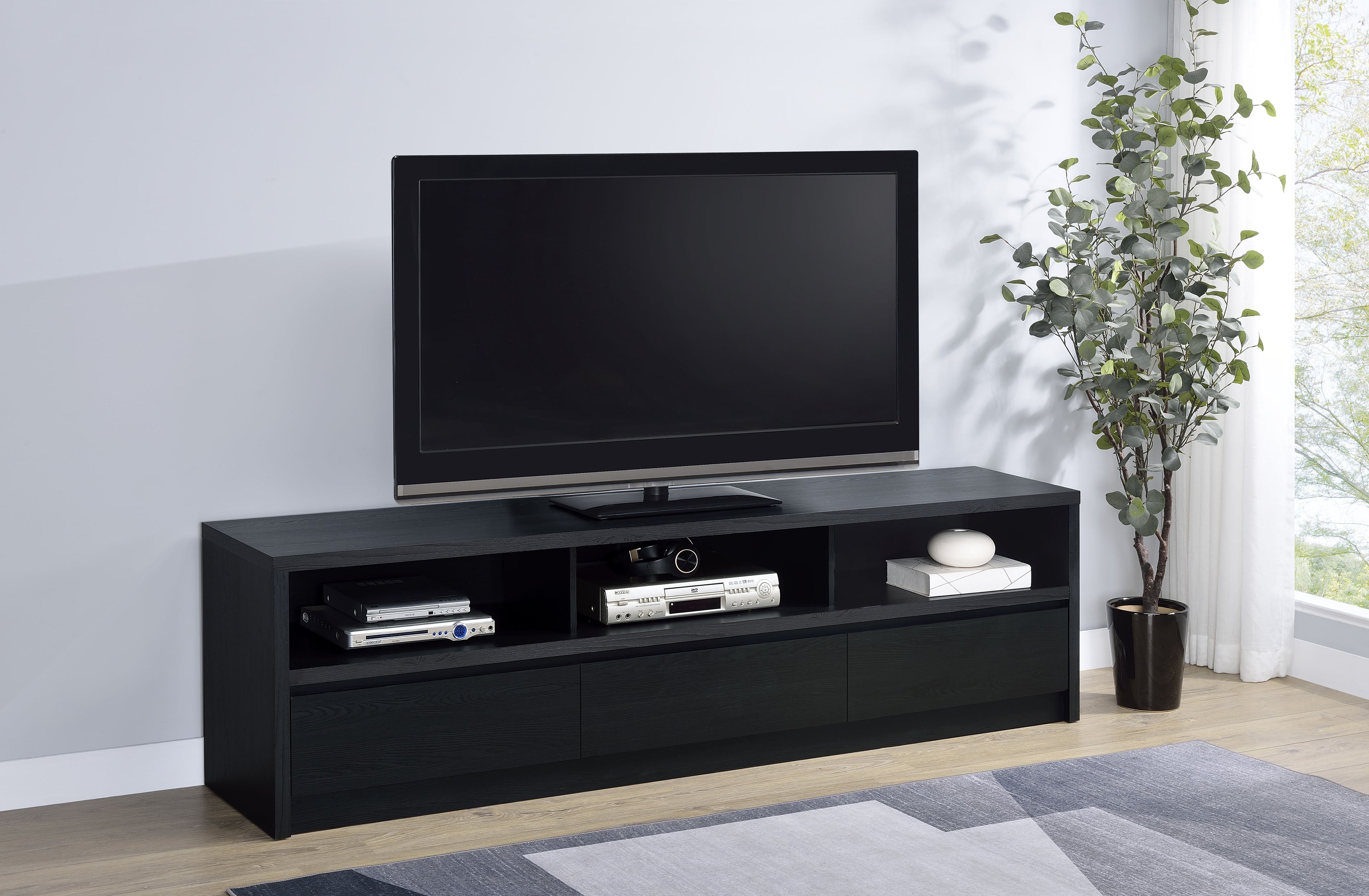 Rutland 78-inch 3-drawer TV Stand Media Console Black-