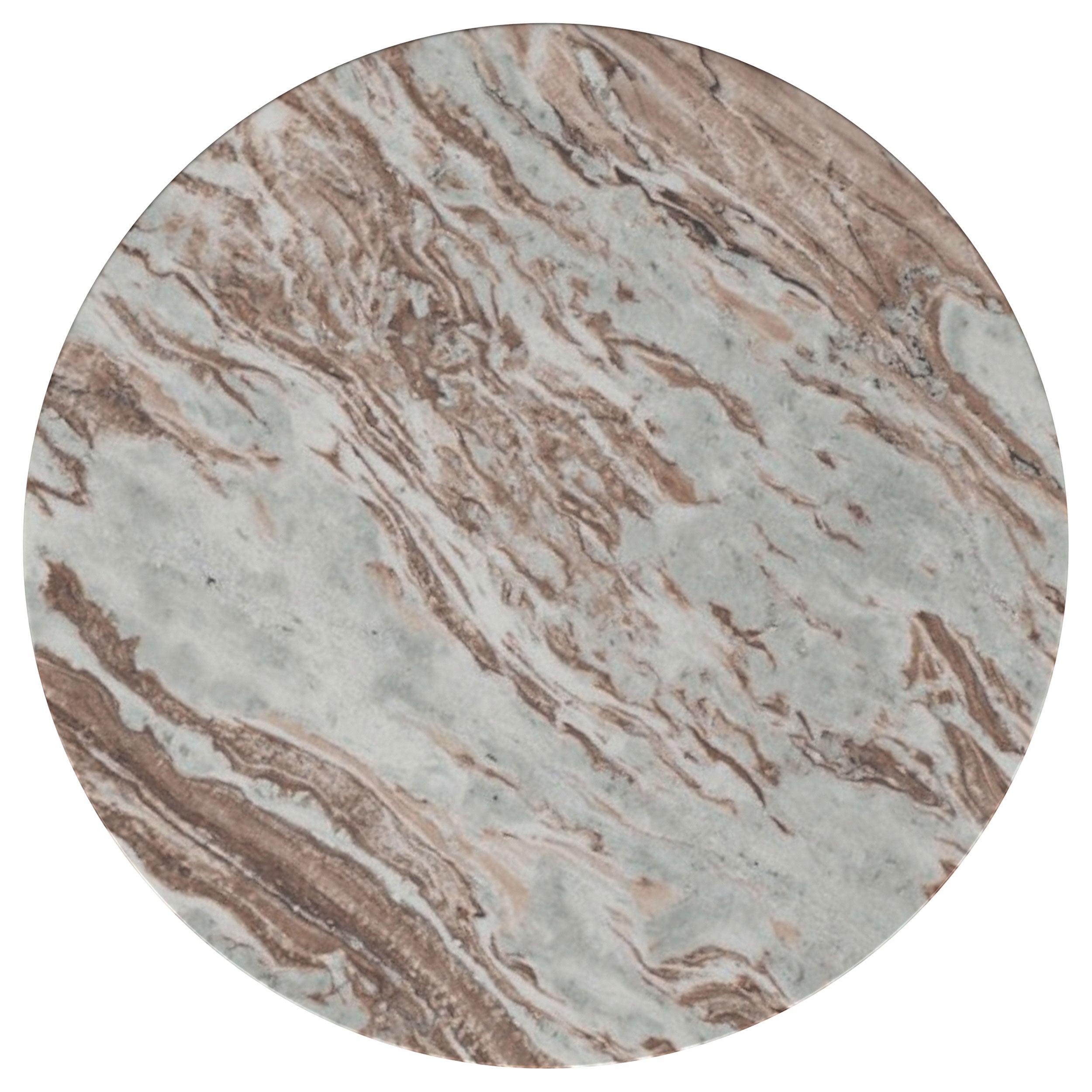 Jenna Round Marble Top Mango Wood Side End Table Brown-