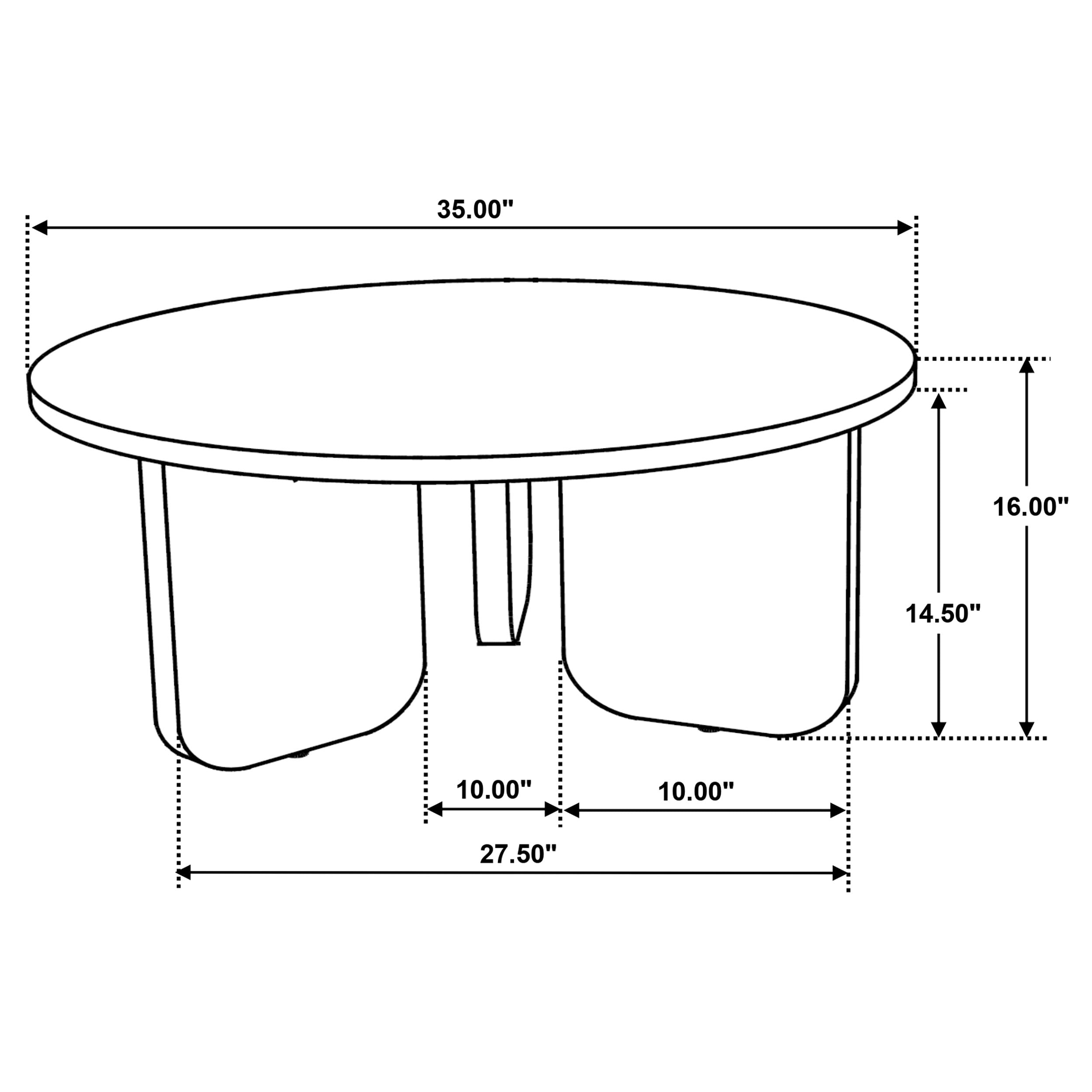 Jenna 35-inch Round Marble Top Cocktail Coffee Table Brown-