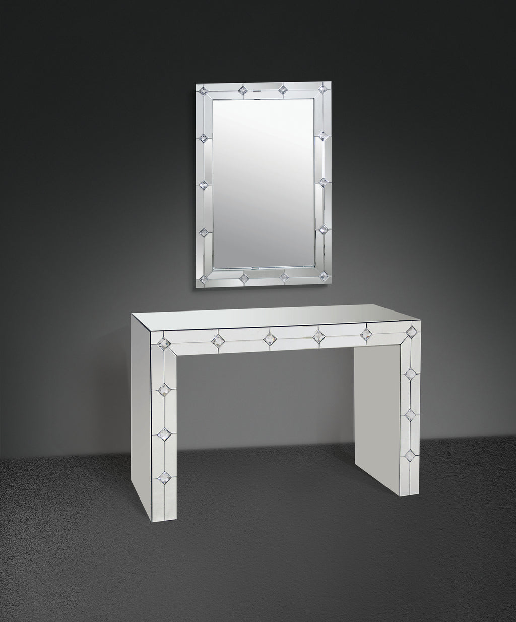Hessa Mirrored & Faux Rhinestone Console Table