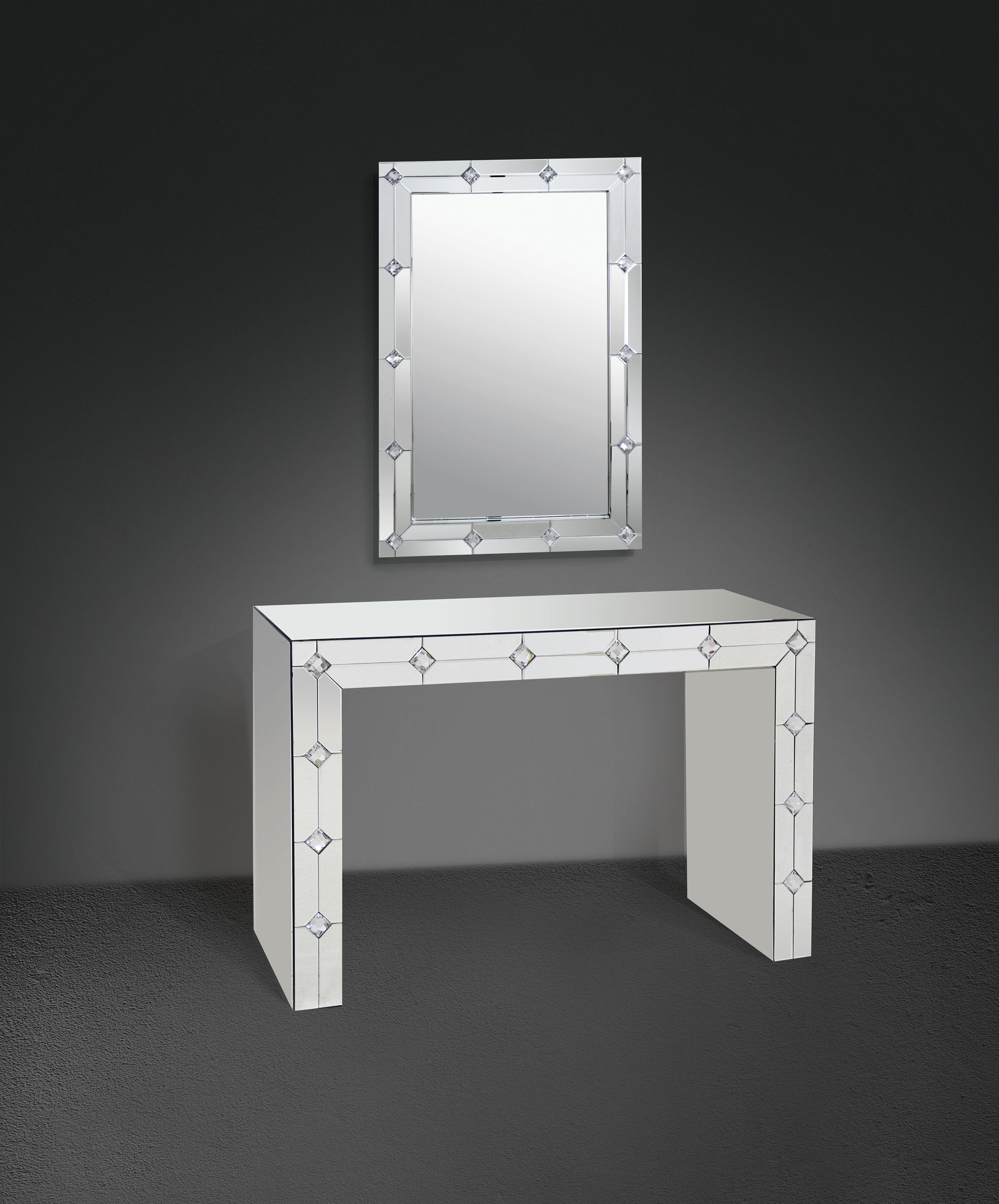 Hessa Mirrored & Faux Rhinestone Console Table