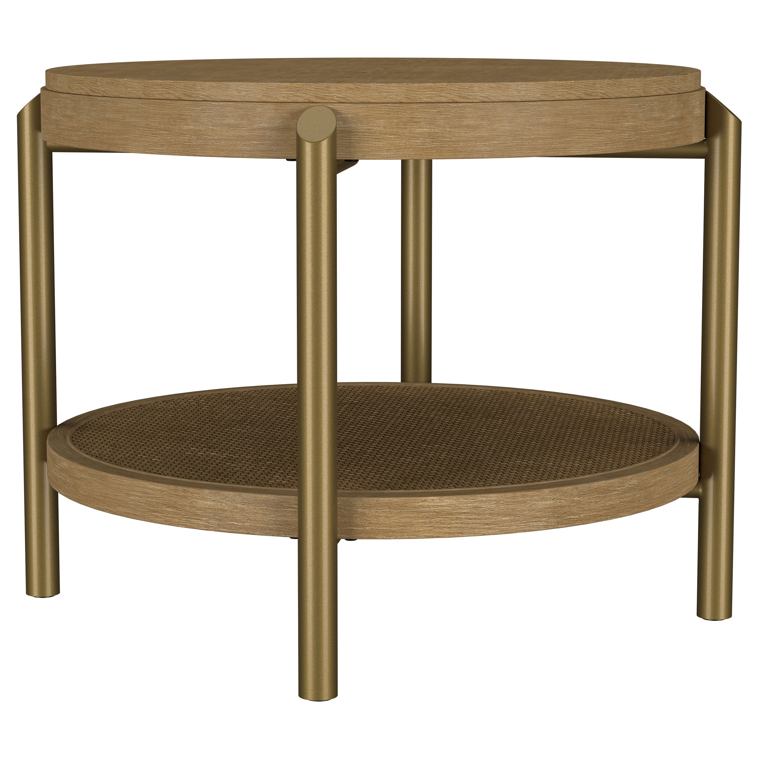 Arini Round End Side Table With Storage Shelf Sand Wash-