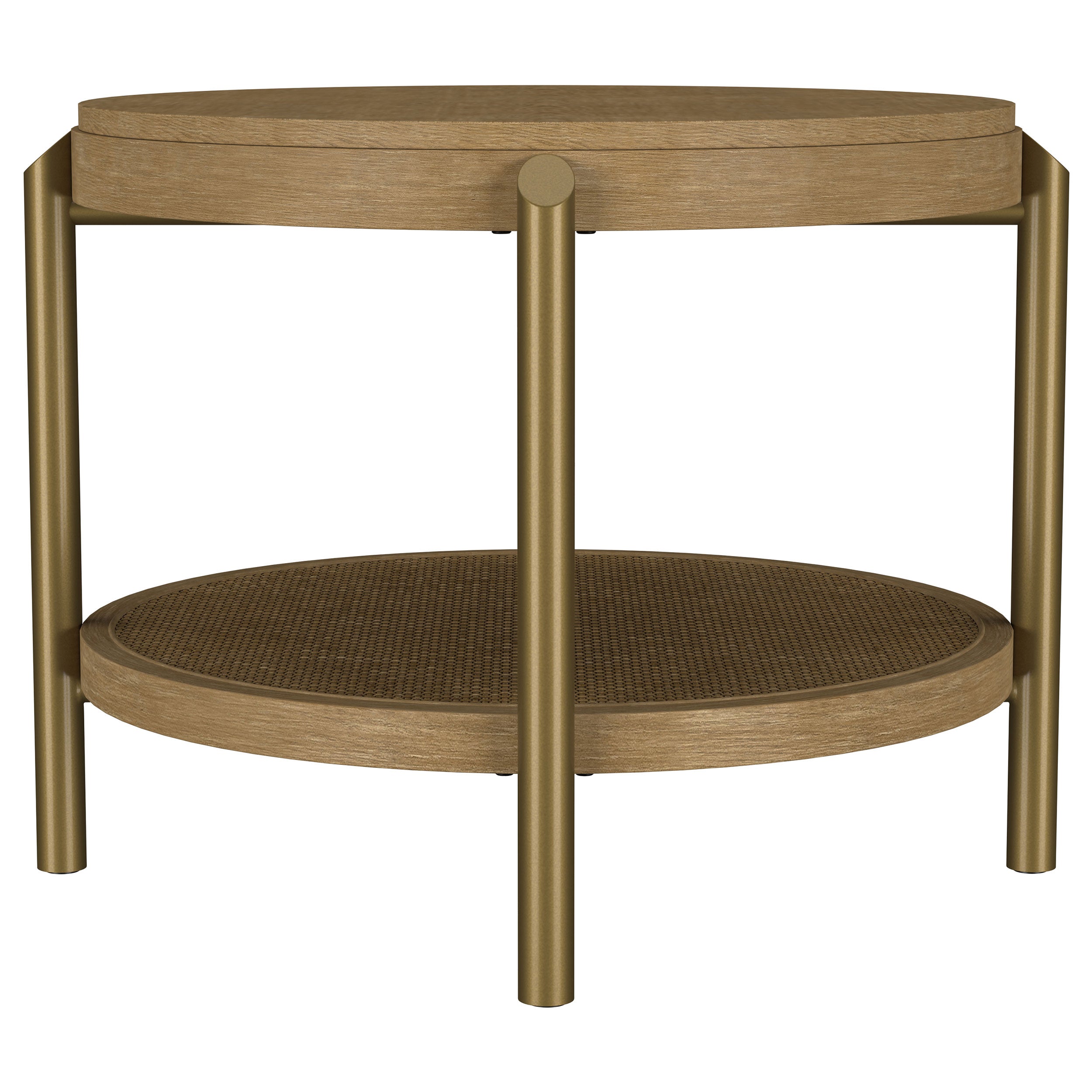 Arini Round End Side Table With Storage Shelf Sand Wash-