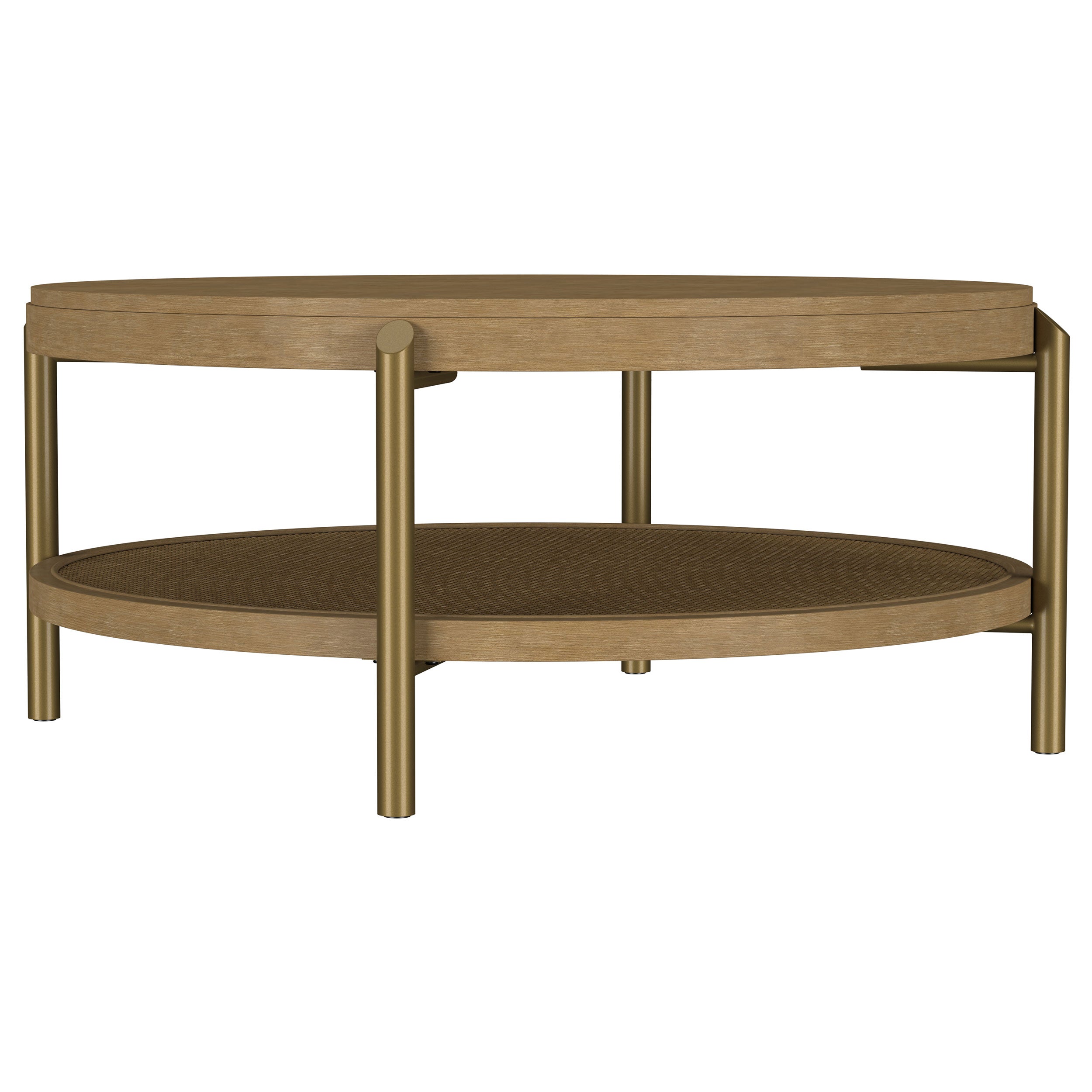 Arini Round Coffee Table With Storage Shelf Sand Wash-