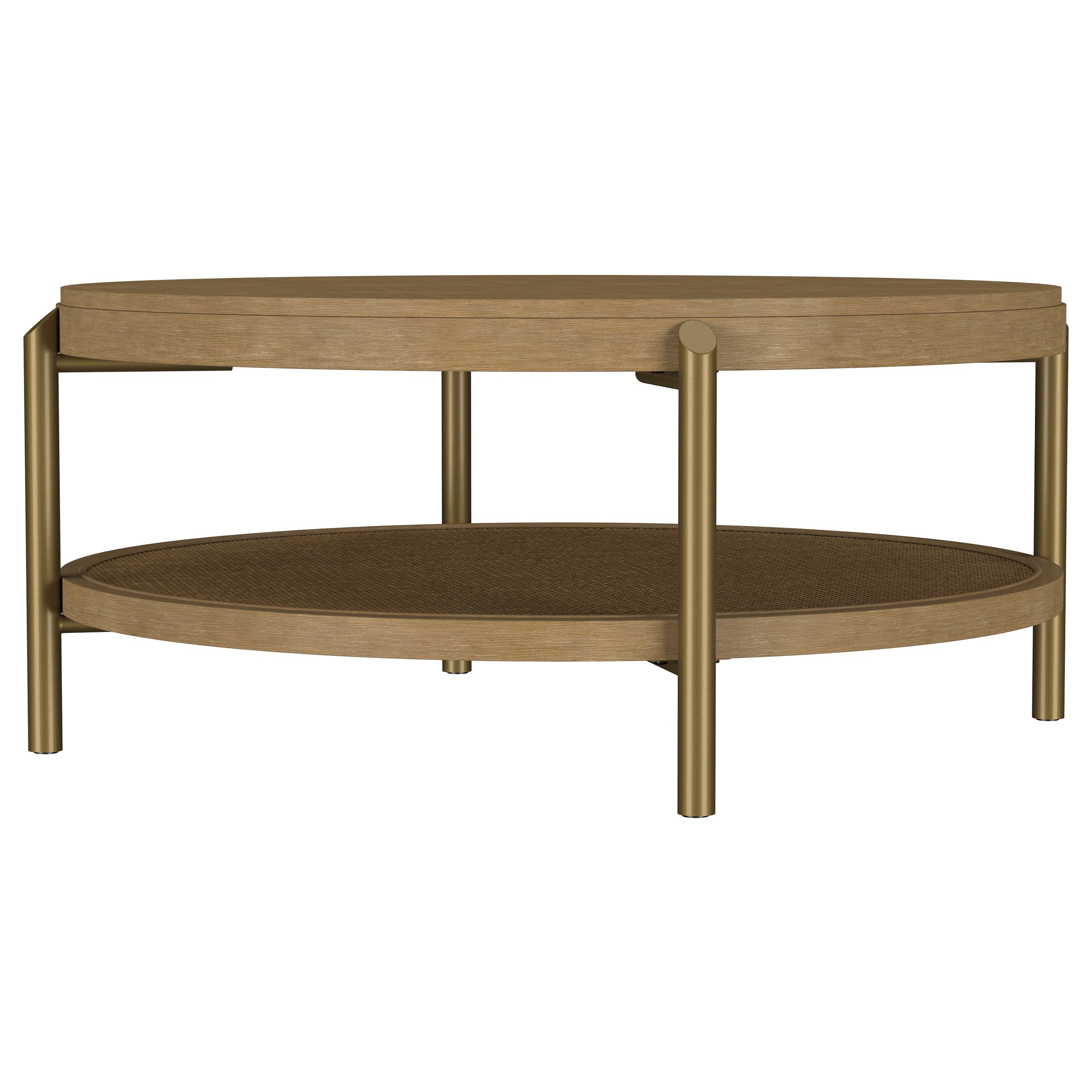 Arini Round Coffee Table With Storage Shelf Sand Wash-