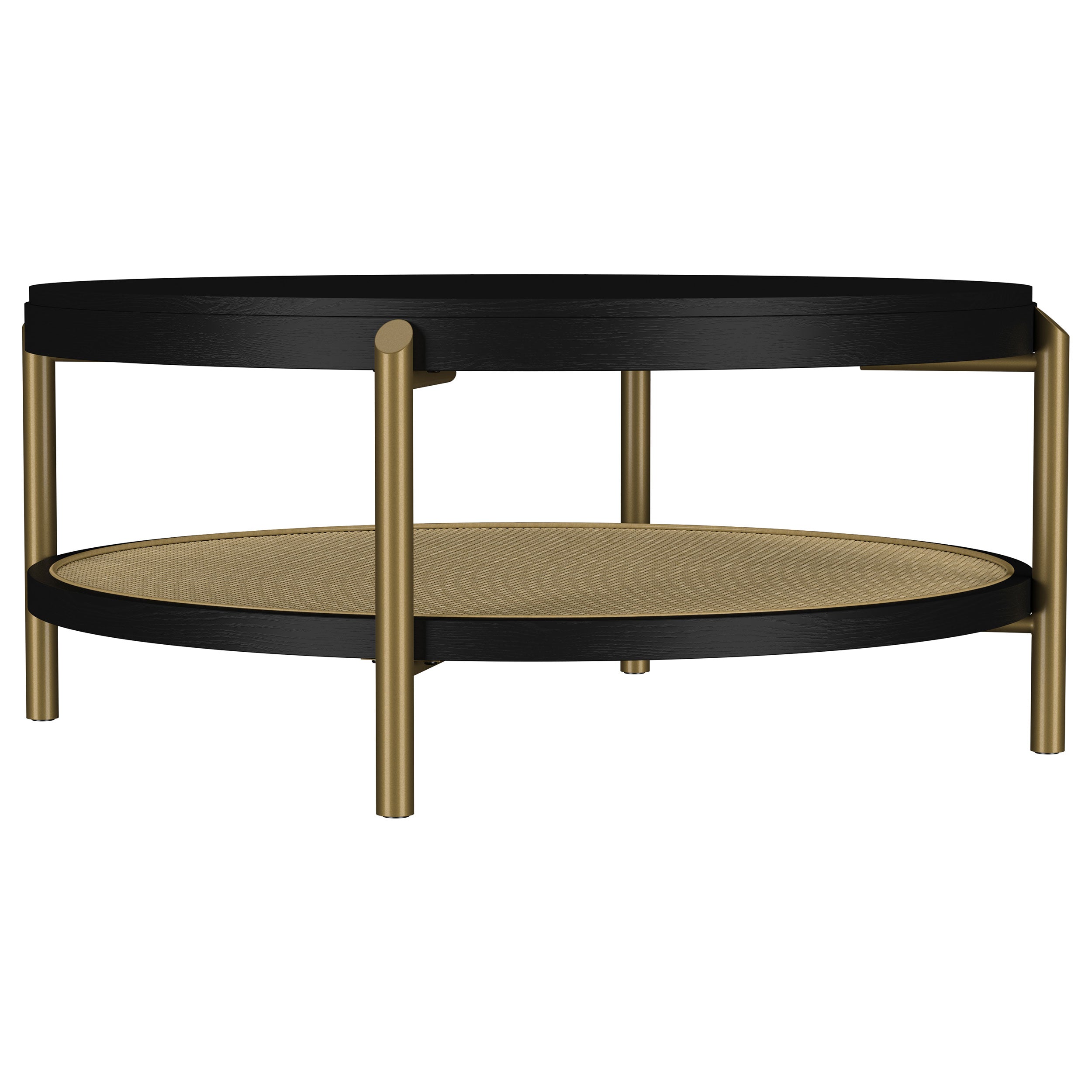 Arini Round Coffee Table With Storage Shelf Black-