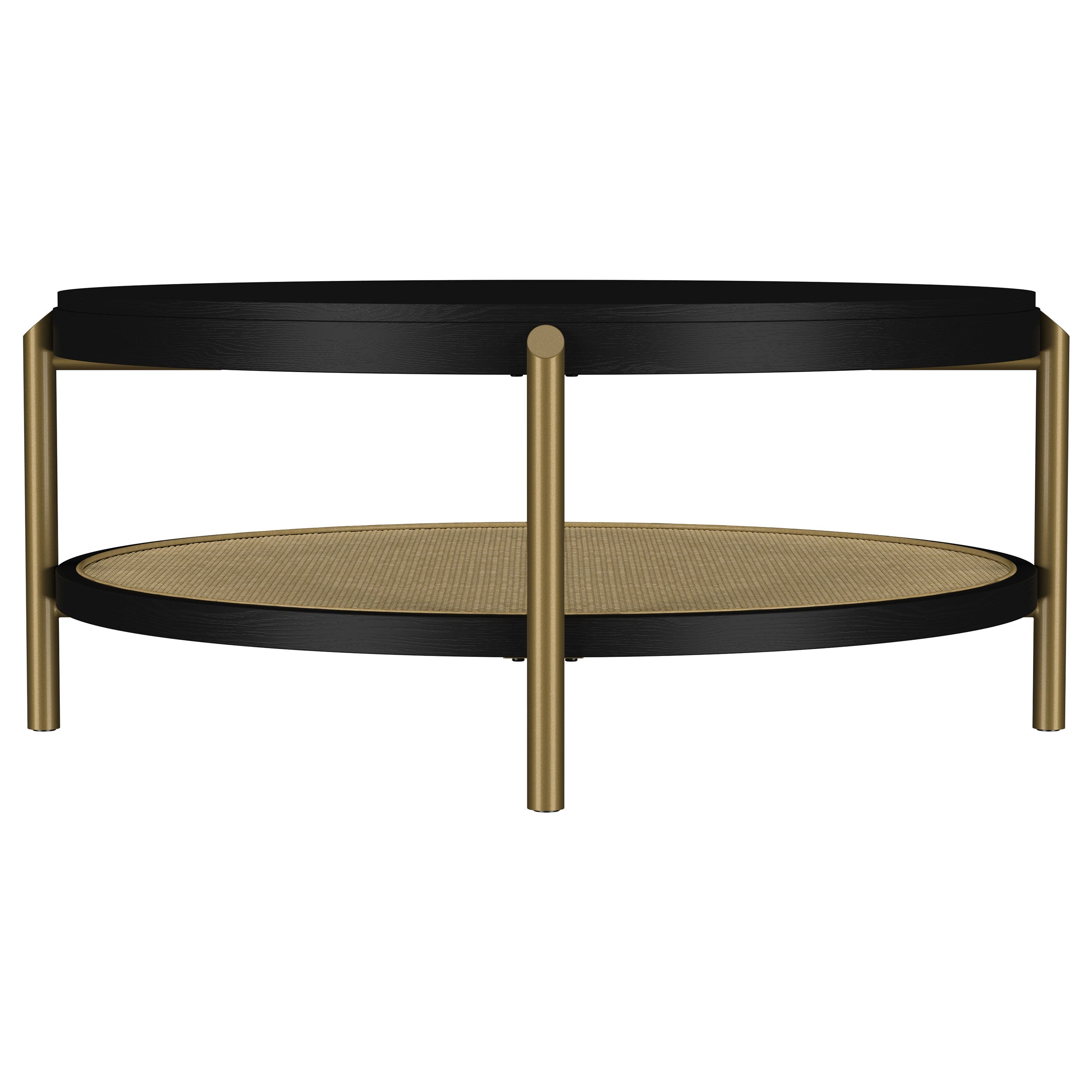 Arini Round Coffee Table With Storage Shelf Black-