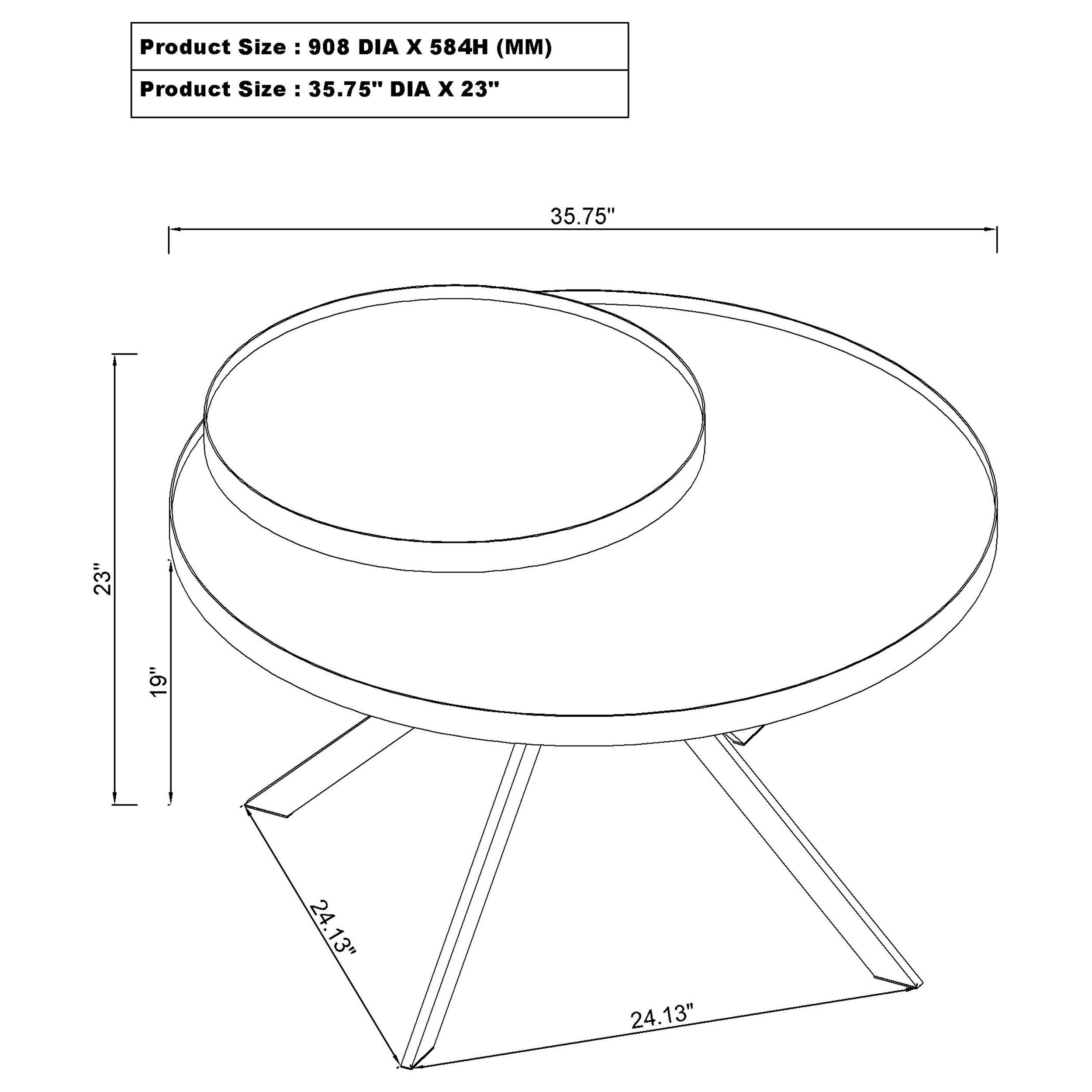 Briggs Round Marble Printed Glass Top Coffee Table White-