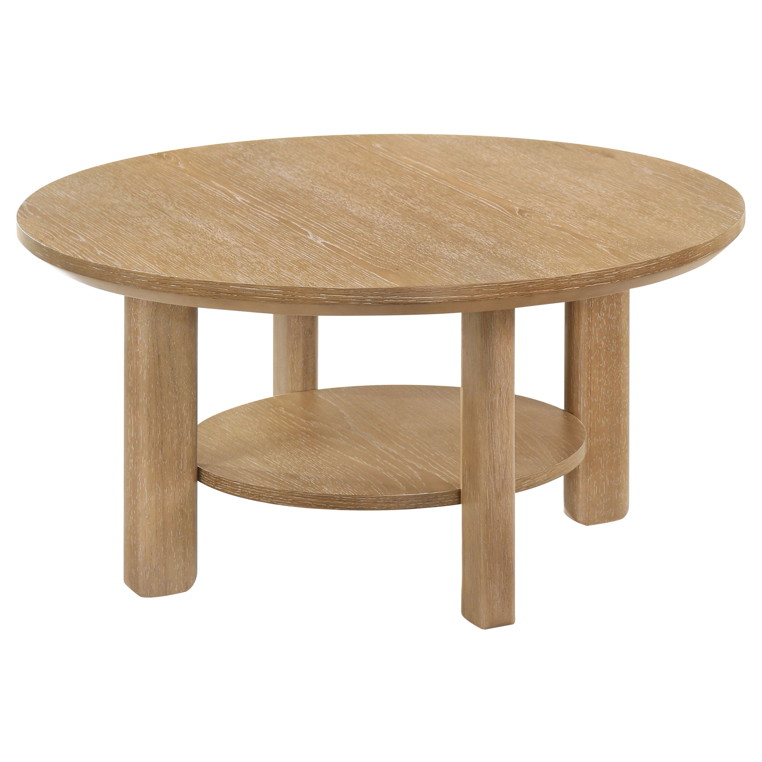 Ottowa 36-inch Round Wood Cocktail Coffee Table Light Oak-