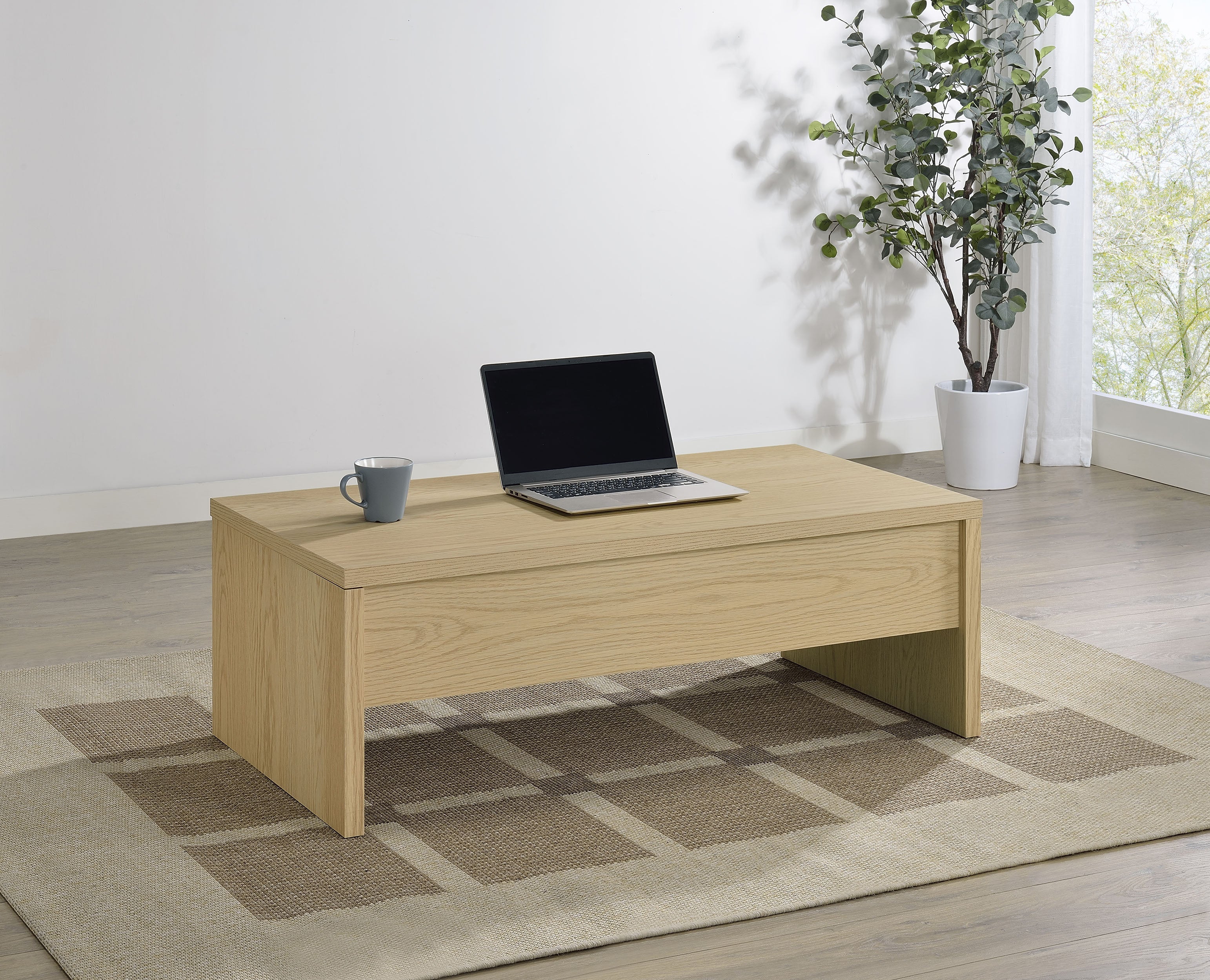Canoga Engineered Wood Lift Top Coffee Table Light Oak-
