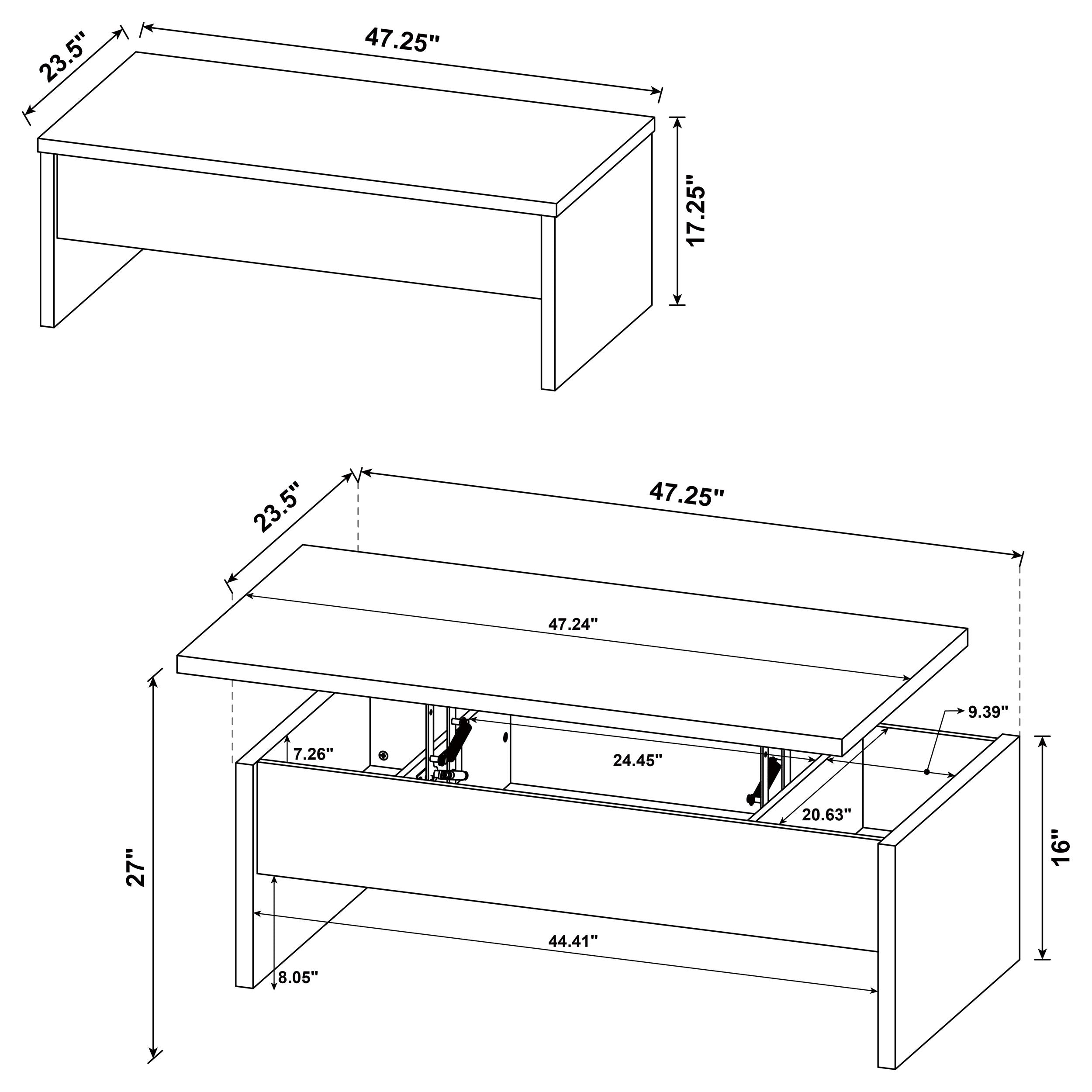 Canoga Engineered Wood Lift Top Cocktail Coffee Table Mango-