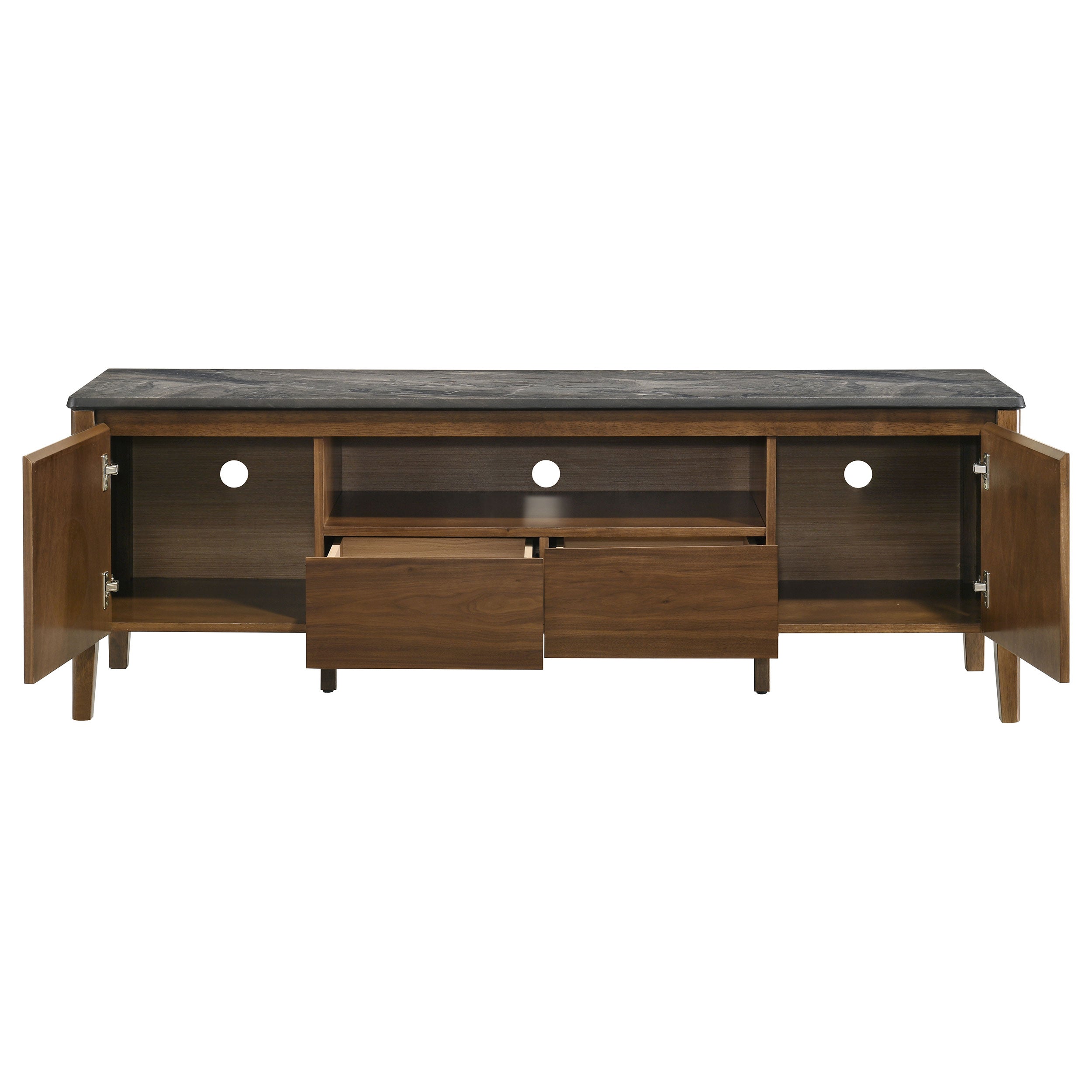 Bradley 63-inch 2-Door SmartTop TV Stand Smokey Grey and Brown-