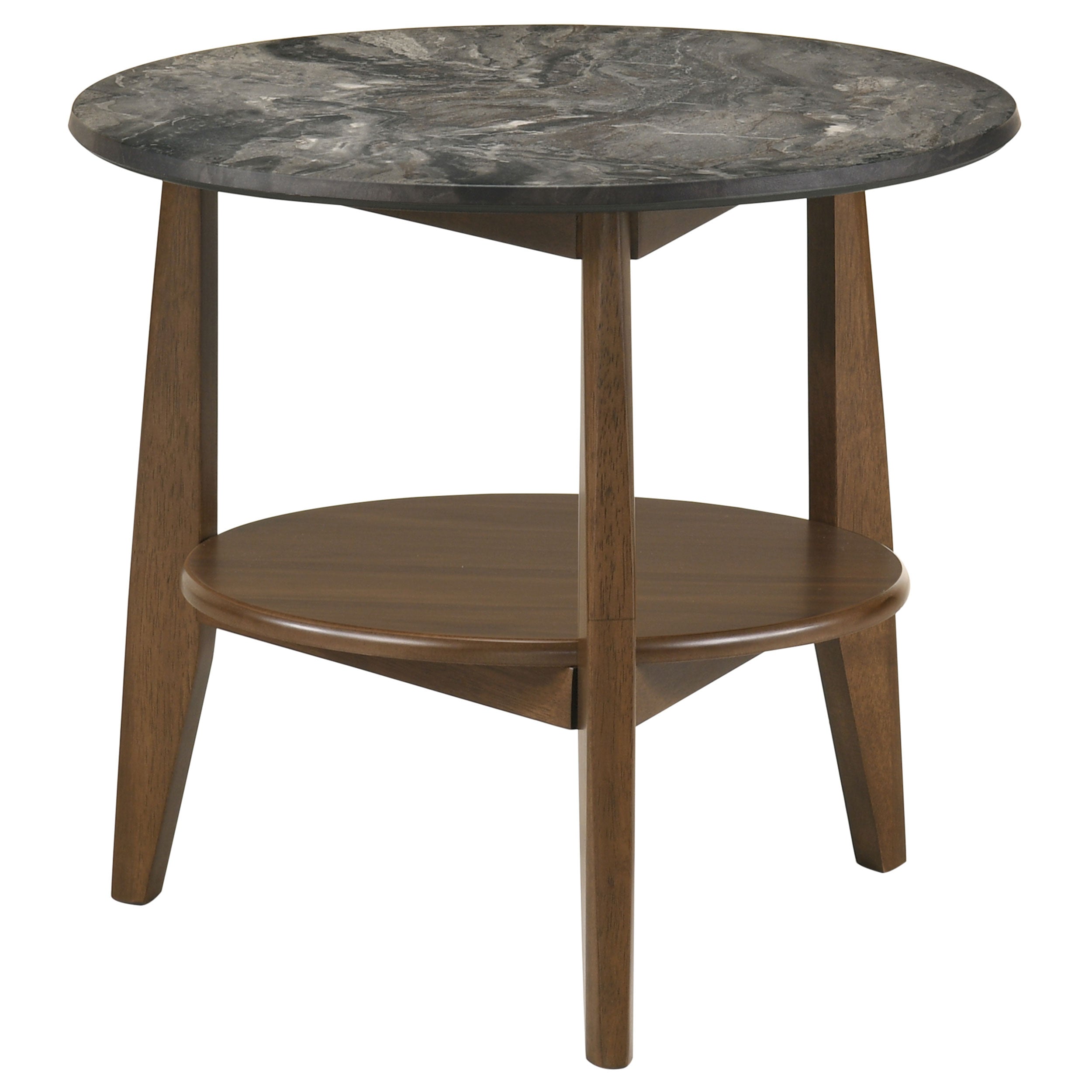 Bradley Round SmartTop End Side Table Smokey Grey and Brown-