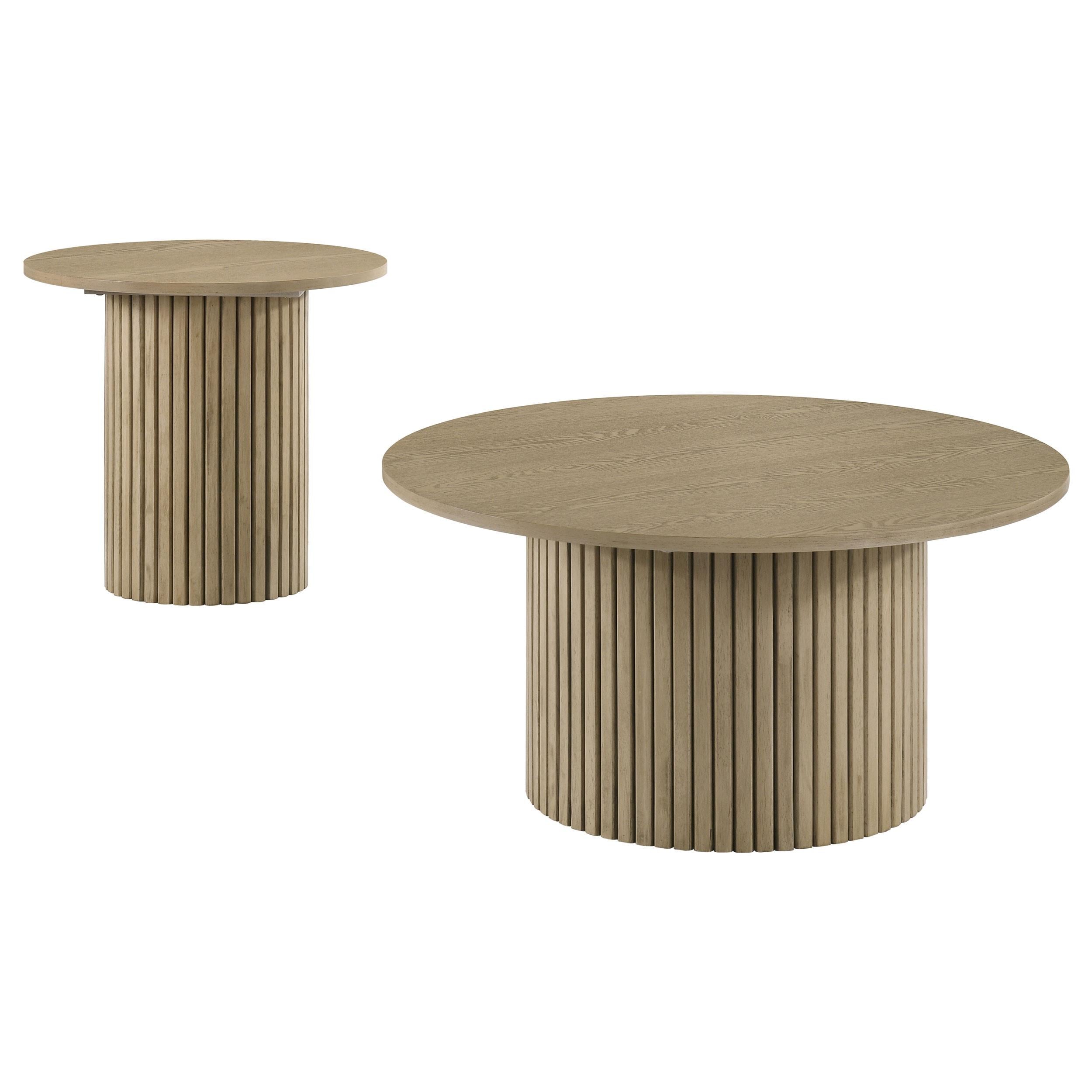 Hamlyn Round Fluted Occasional Side End Table Natural Oak-