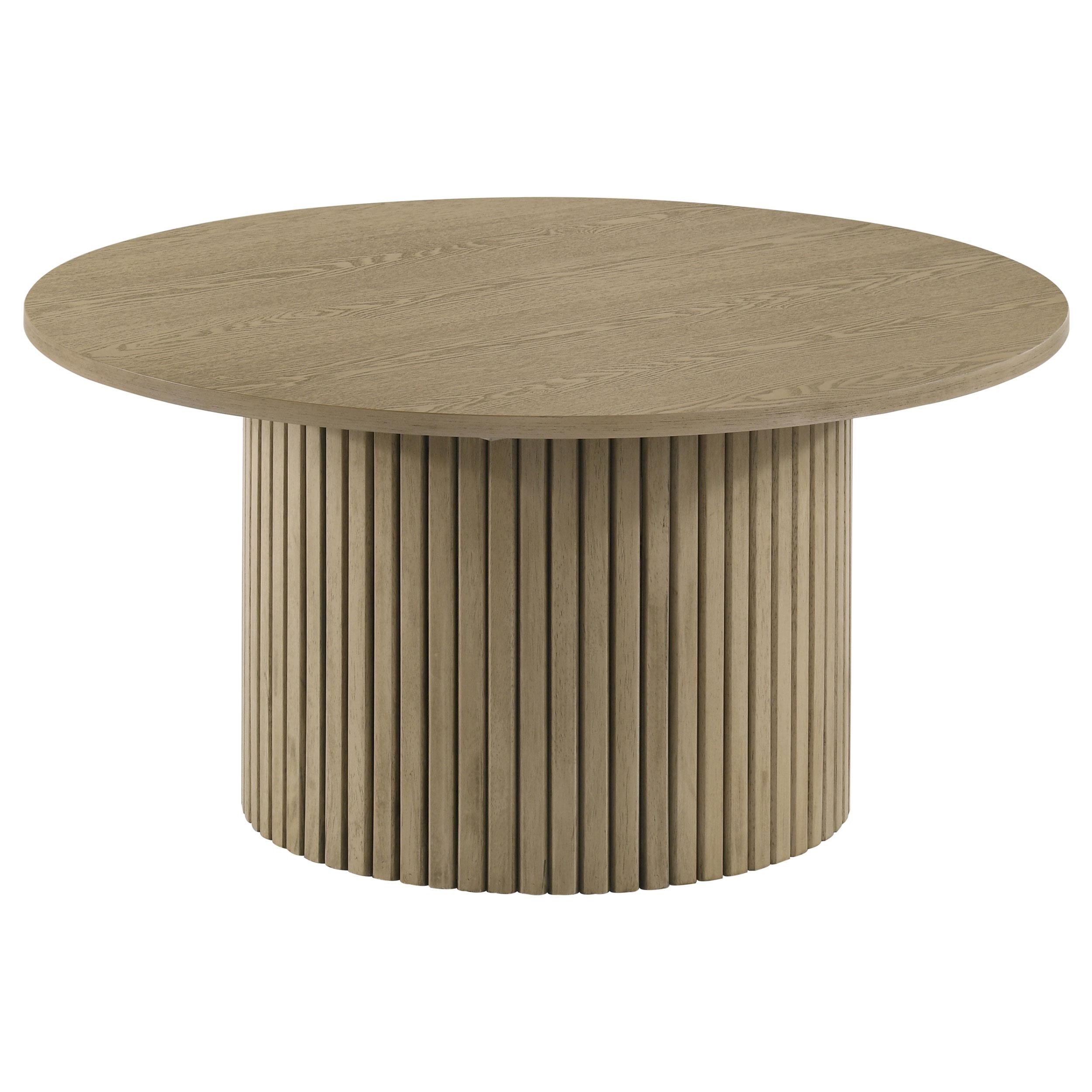 Hamlyn Round Fluted Occasional Cocktail Coffee Table Natural Oak-