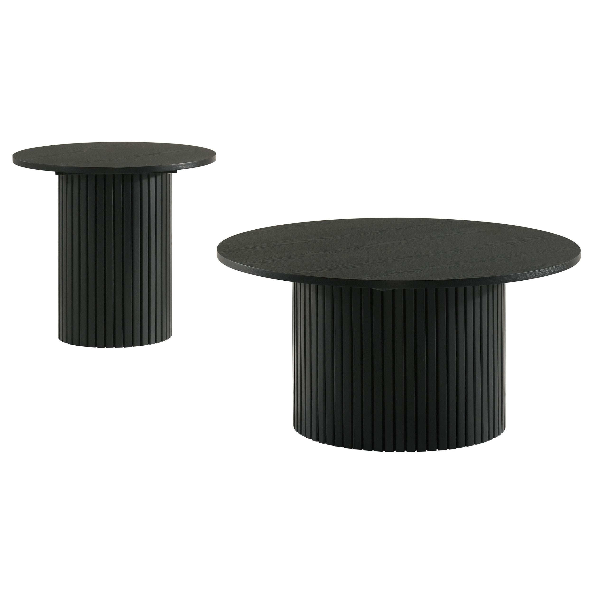 Hamlyn Round Fluted Occasional Side End Table Black-