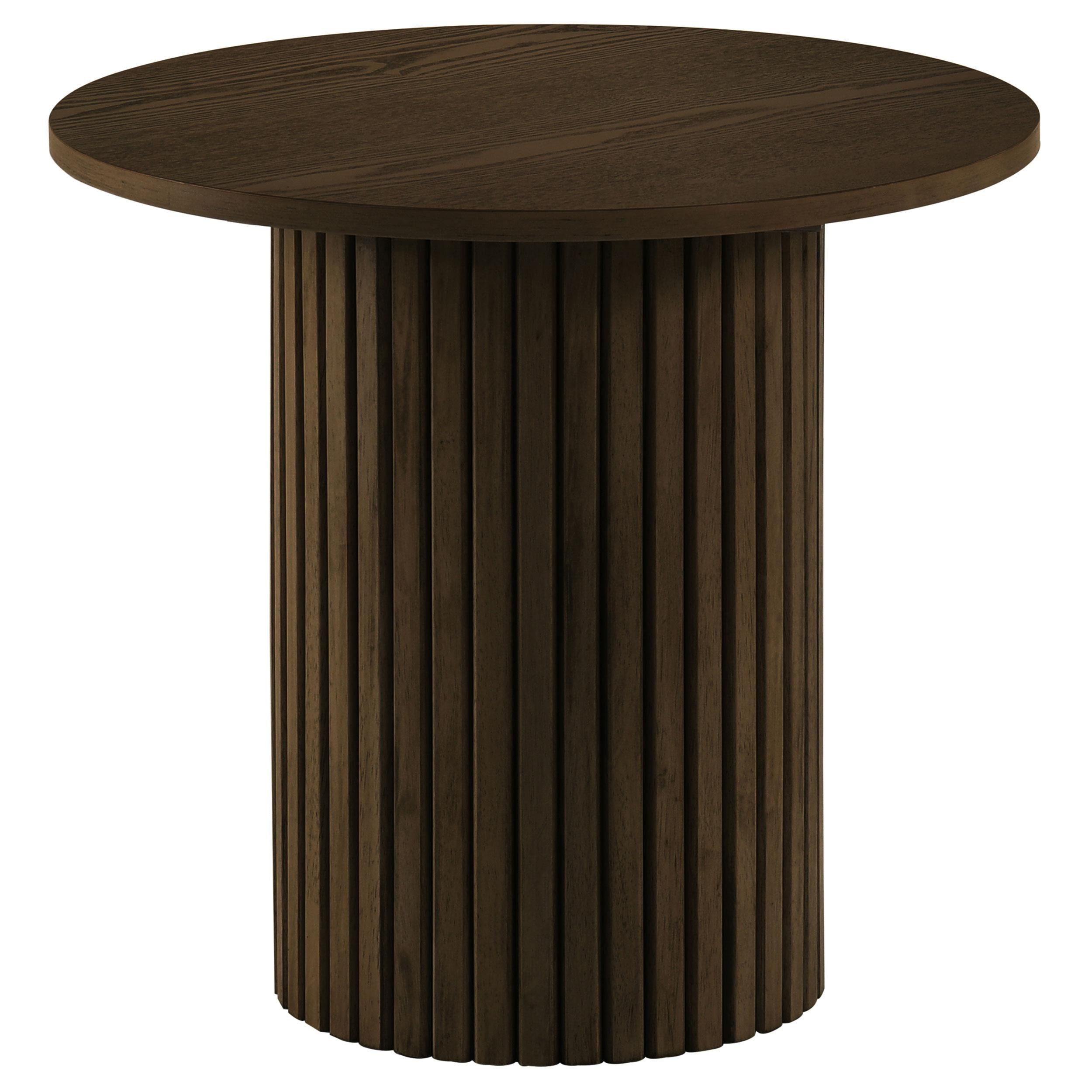 Hamlyn Round Fluted Occasional Side End Table Walnut-