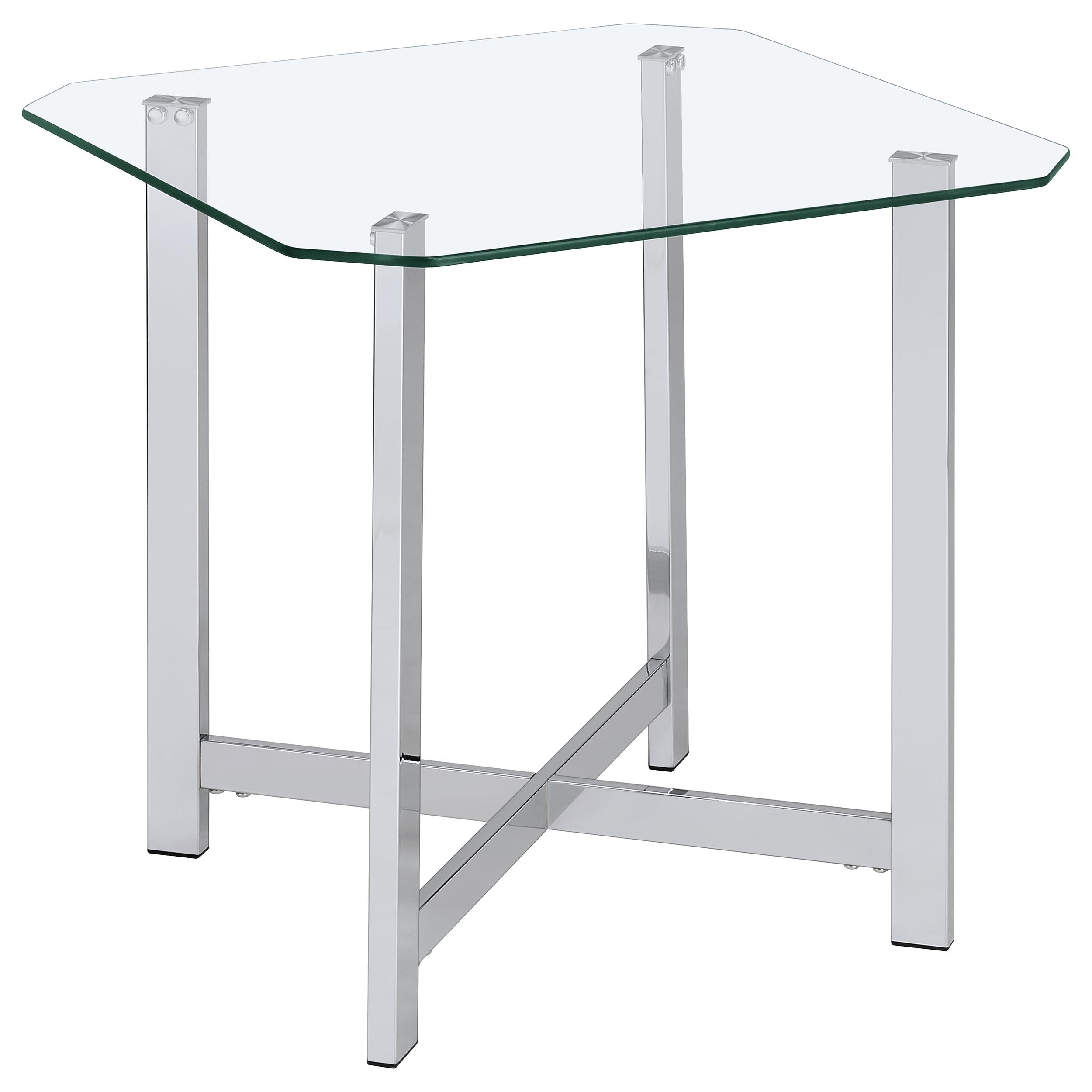 Cronin Square Tempered Glass Top Side End Table Chrome-