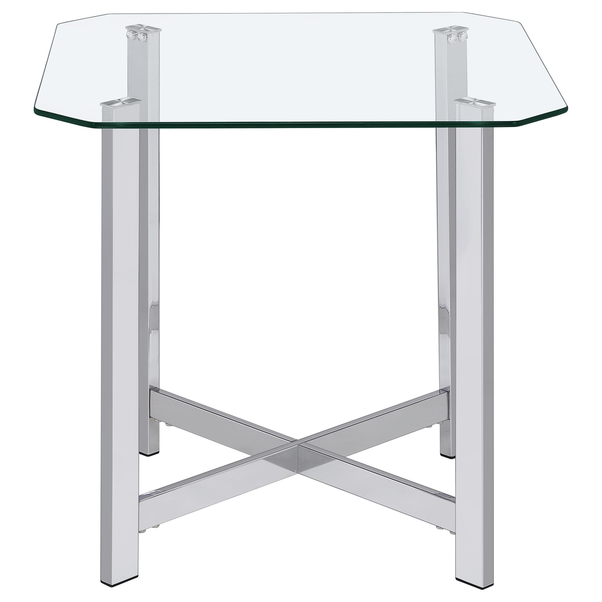 Cronin Square Tempered Glass Top Side End Table Chrome-