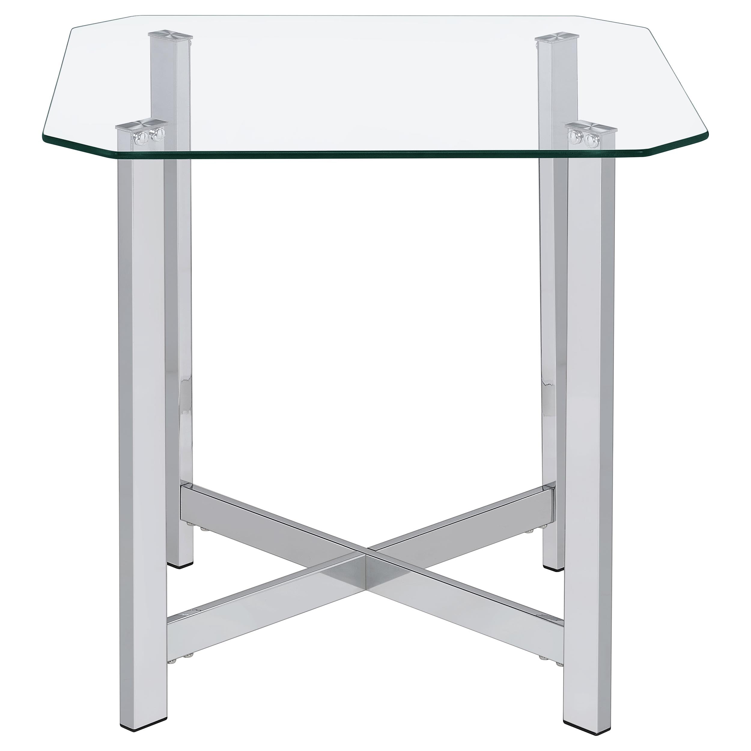 Cronin Square Tempered Glass Top Side End Table Chrome-