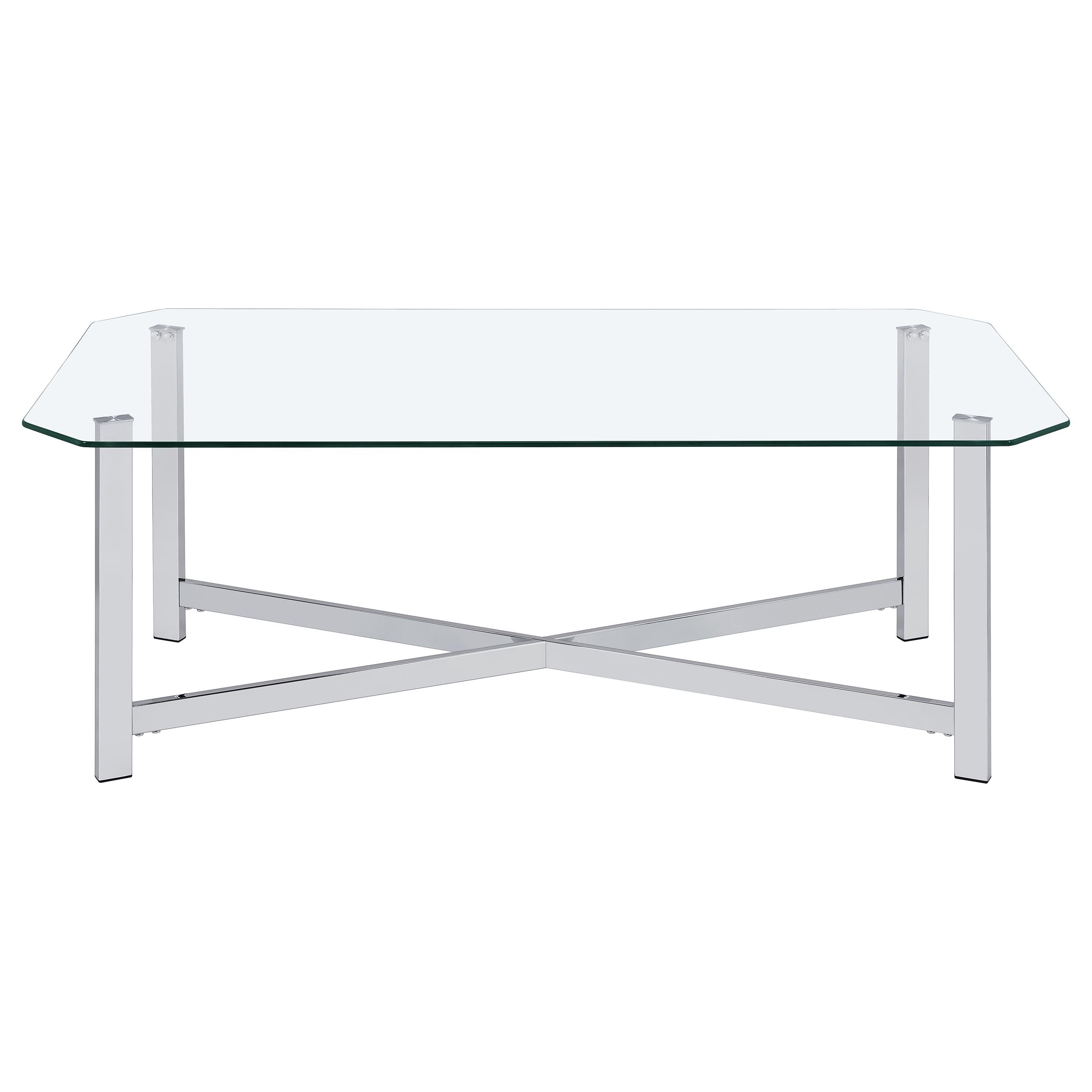 Cronin Rectangular Tempered Glass Top Cocktail Coffee Table Chrome-