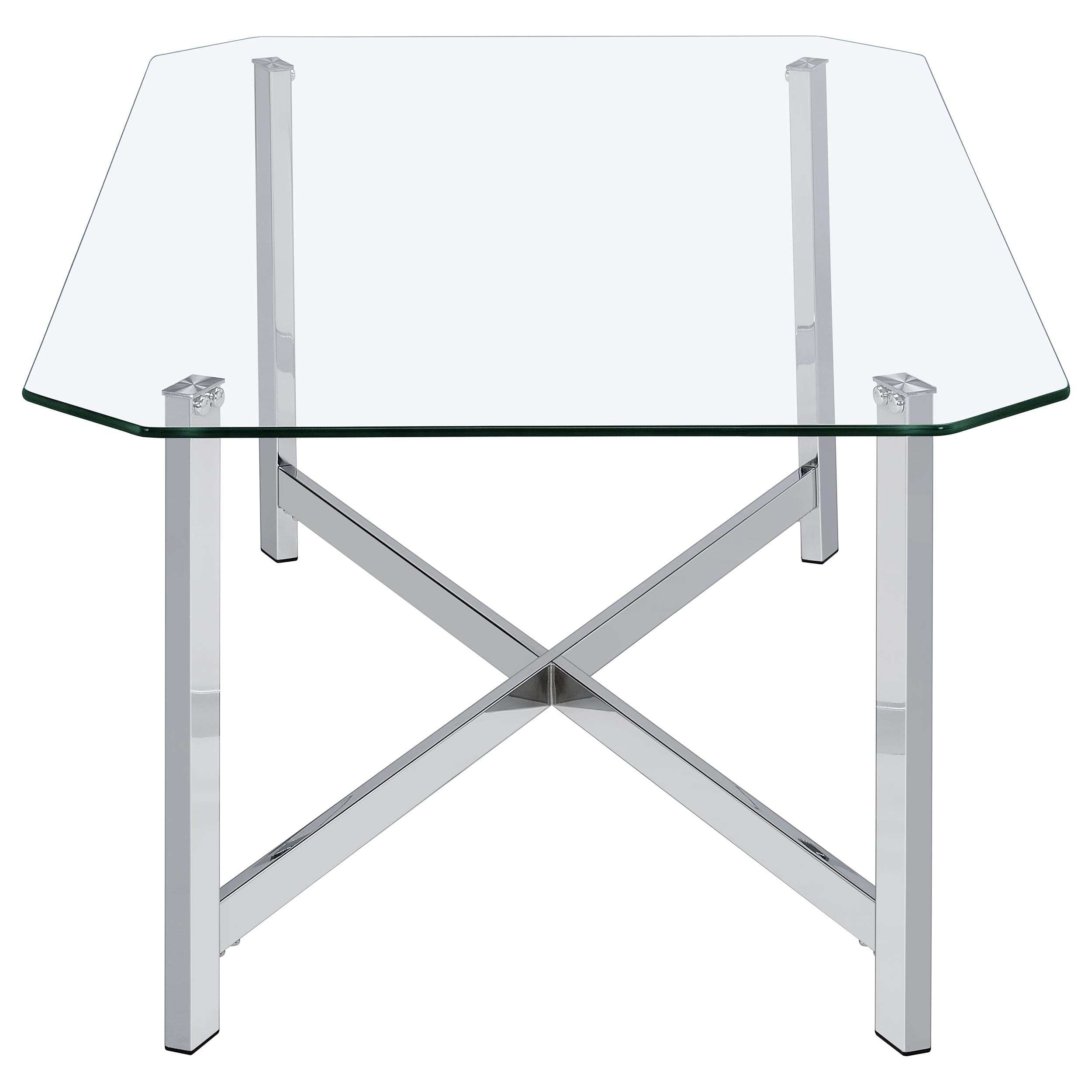 Cronin Rectangular Tempered Glass Top Cocktail Coffee Table Chrome-