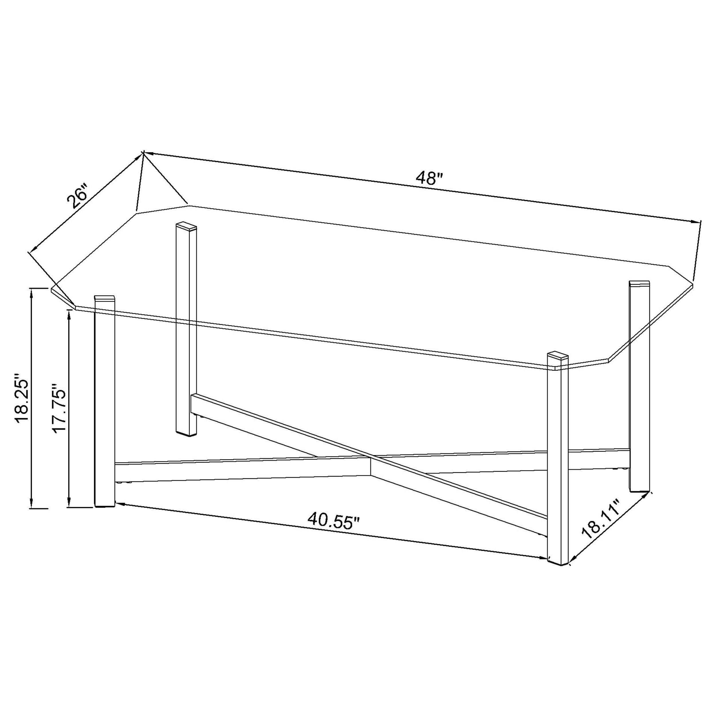 Cronin Rectangular Tempered Glass Top Cocktail Coffee Table Chrome-