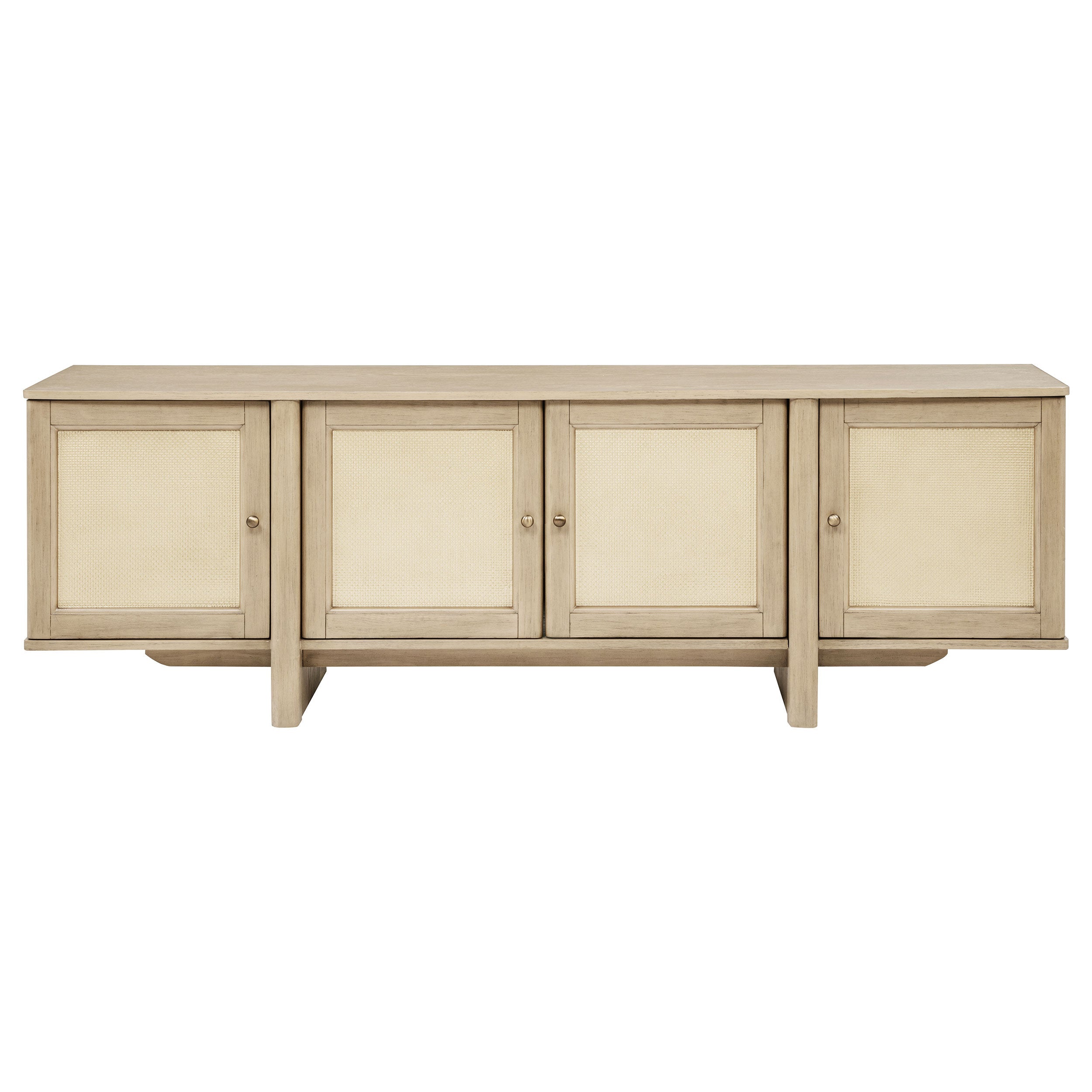 Kailani 79-inch 4-door Cane TV Stand Media Console Beige Oak-