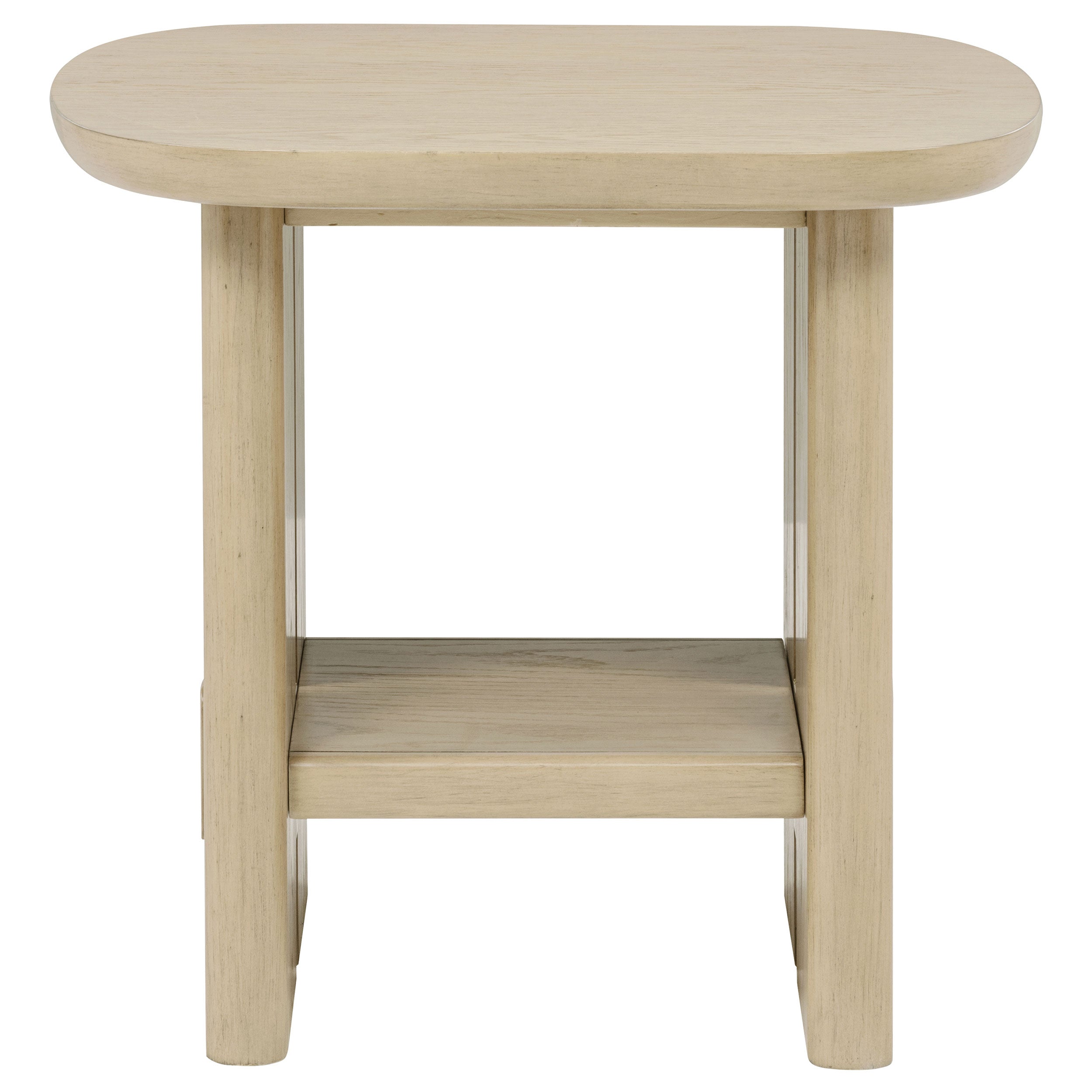 Kailani Coastal Square End Side Table with Shelf Beige Oak-