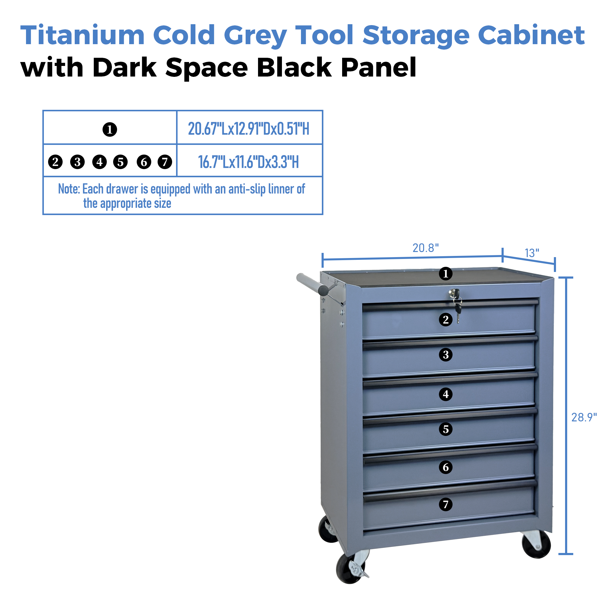 Rolling Metal Tool Chest with 6 Drawers