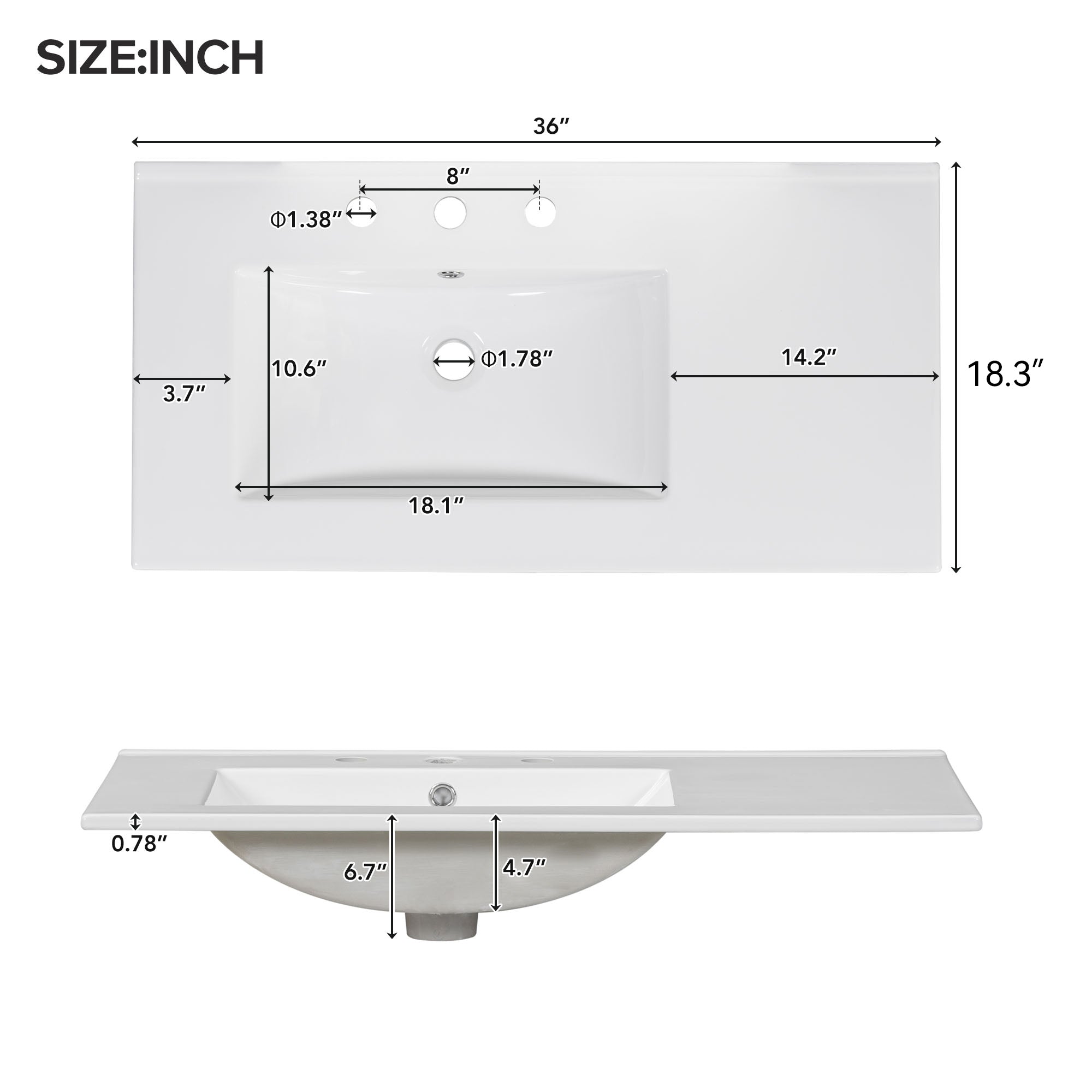 36" Gray Bathroom Vanity with Ceramic Sink