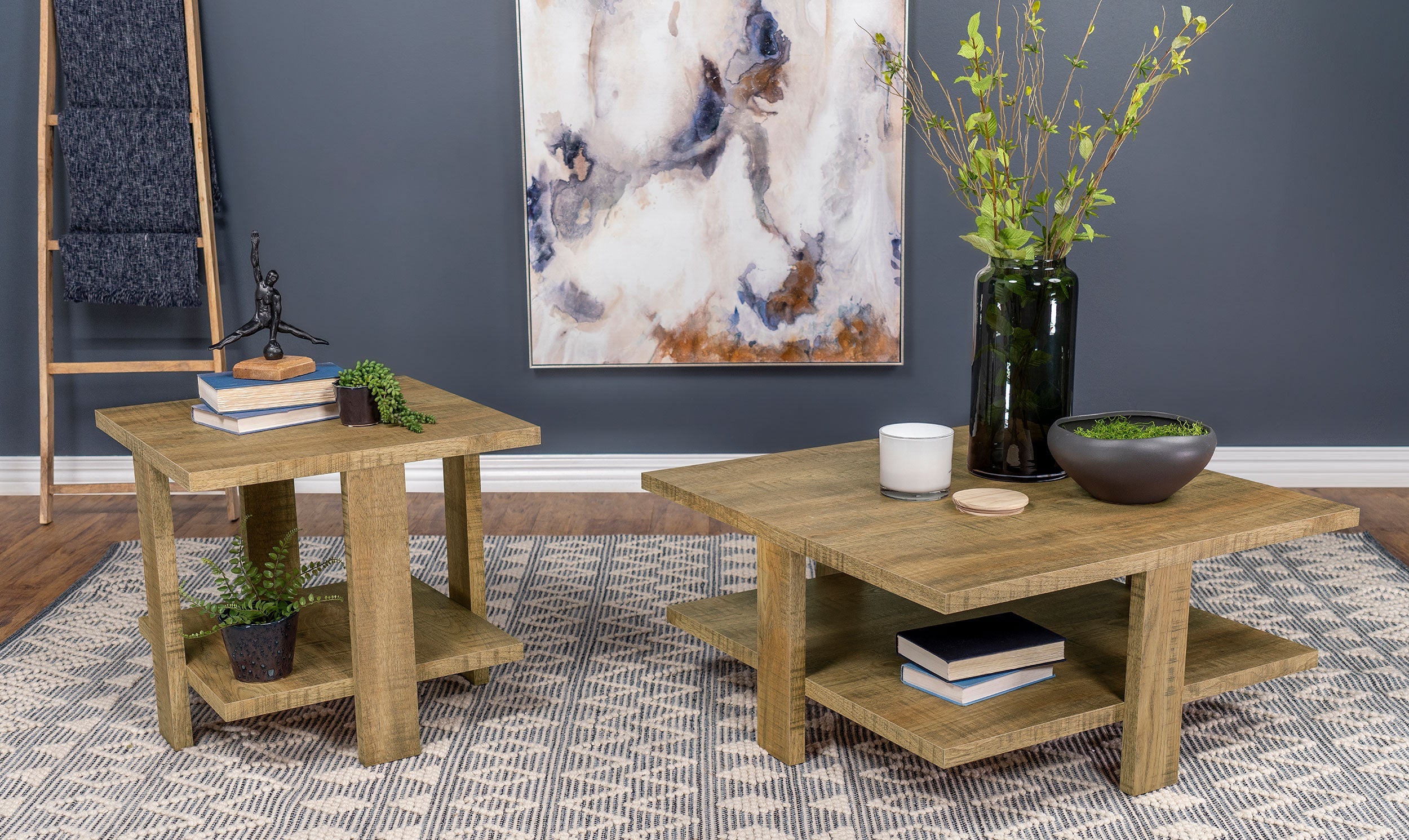 Dawn Square Engineered Wood End Table Mango Brown-