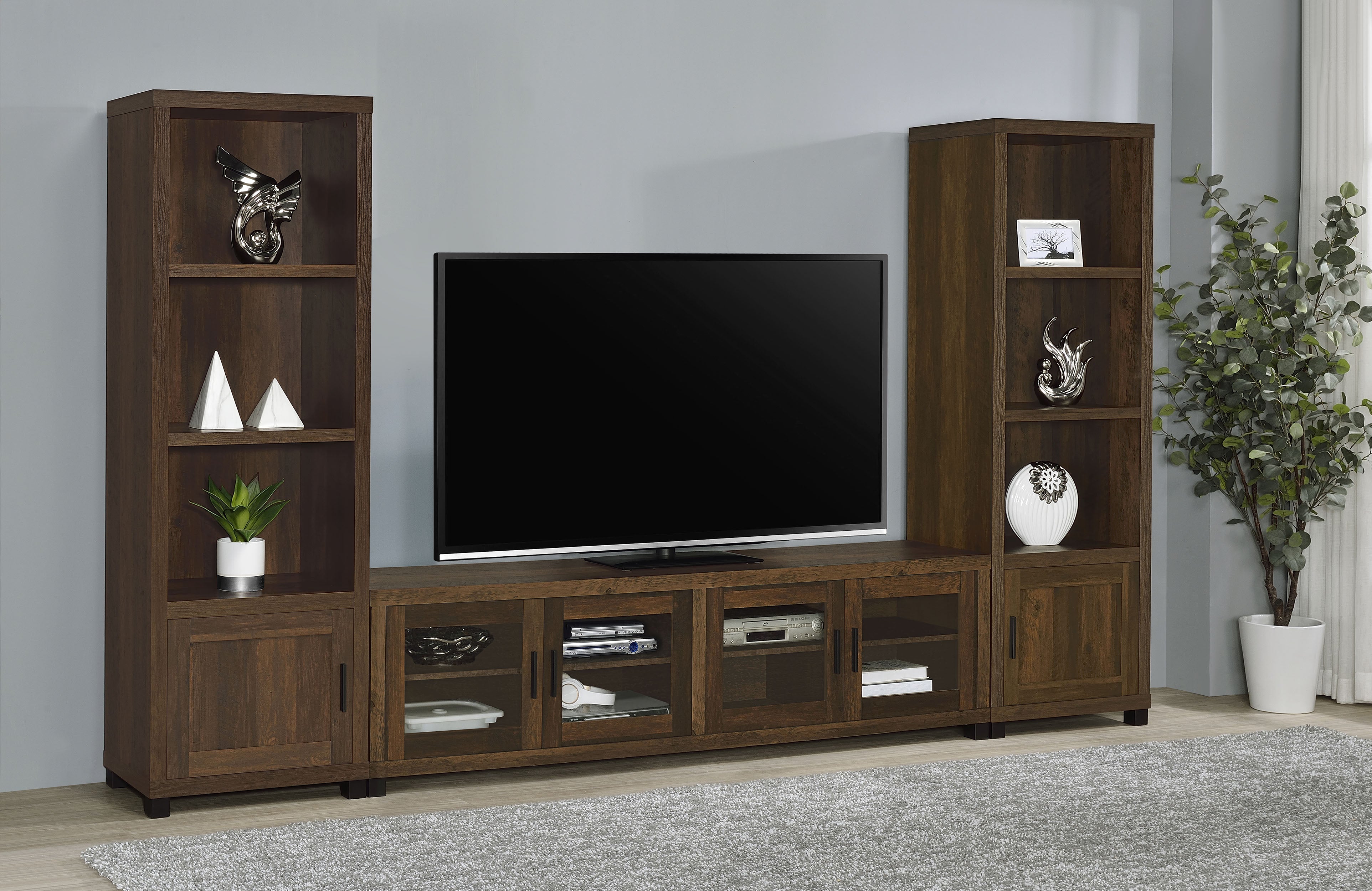 Sachin 3-shelf Engineered Wood Media Tower Dark Pine-