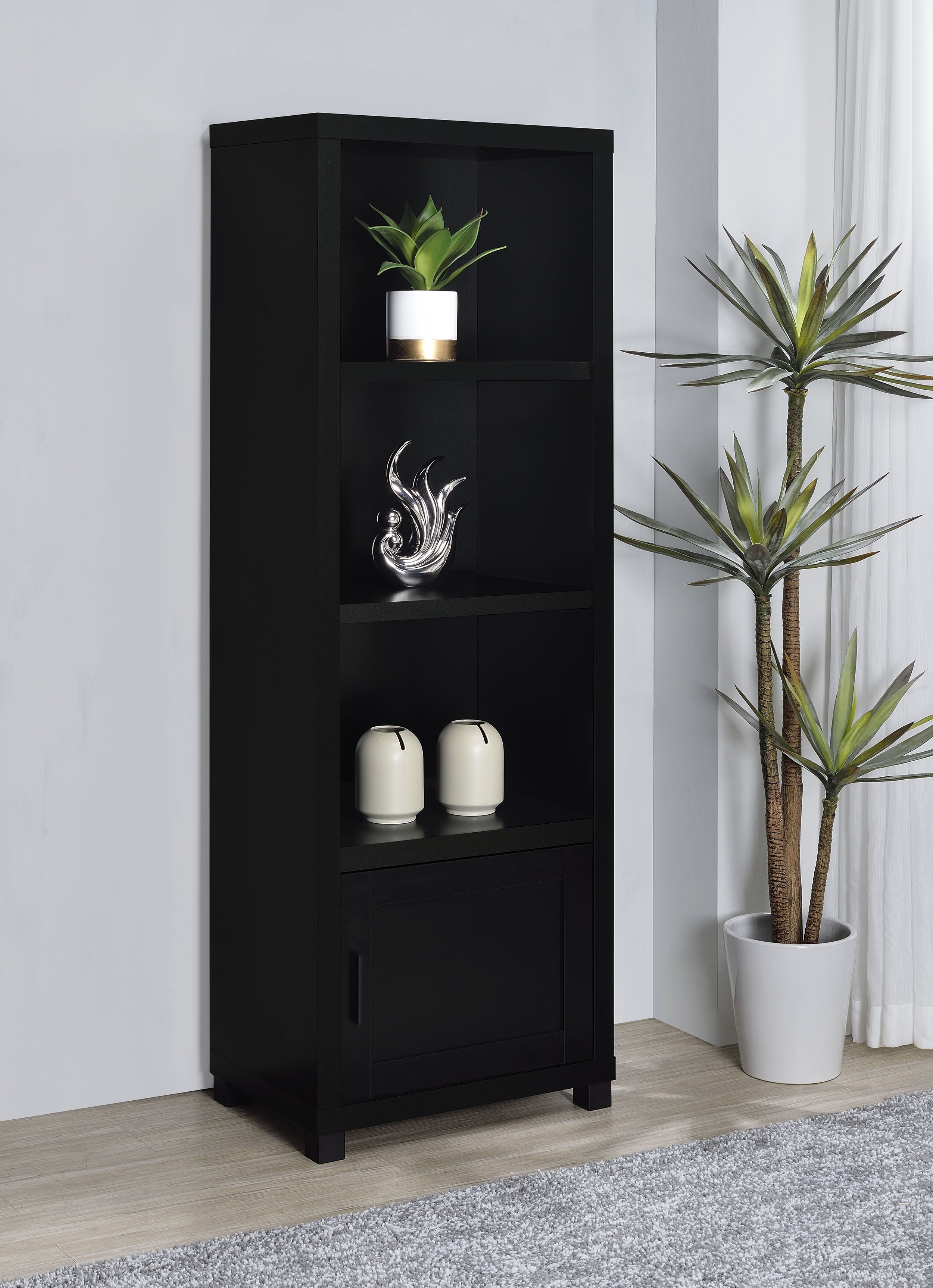 Jupiter 3-shelf Engineered Wood Media Tower Black-