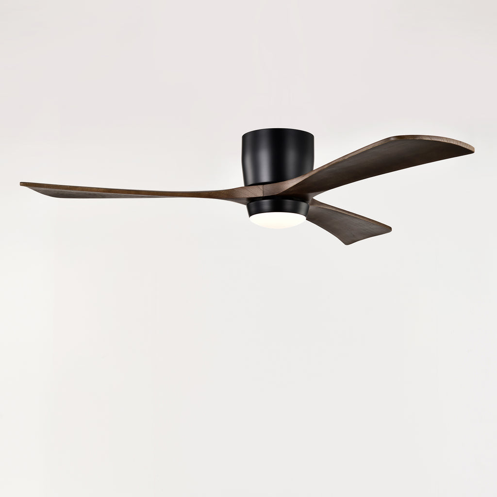 52" Flush Mount Solid Wood Blades Ceiling Fan with Lights