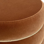 Edward 17.5" Round Upholstered Ottoman with Bullion Fringe