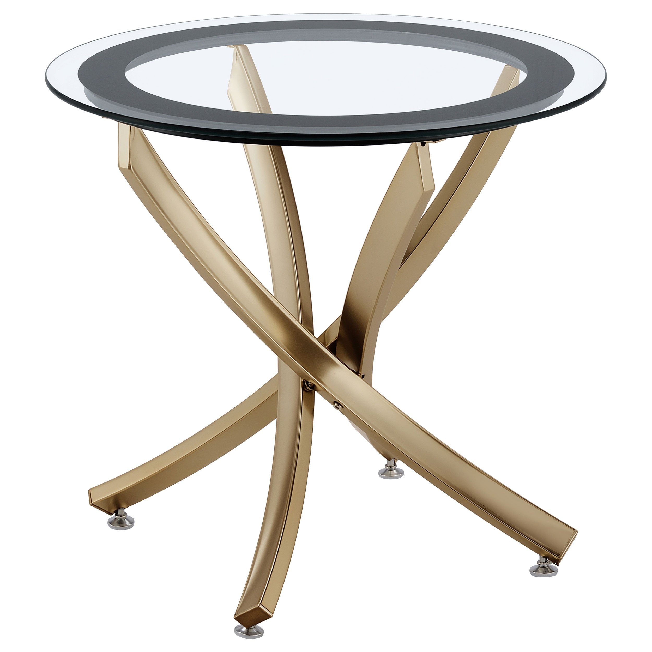 Brooke Round Glass Top Side End Table Metal Base Brass-