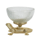 Pedestal Bowl with Lizard Sculpture