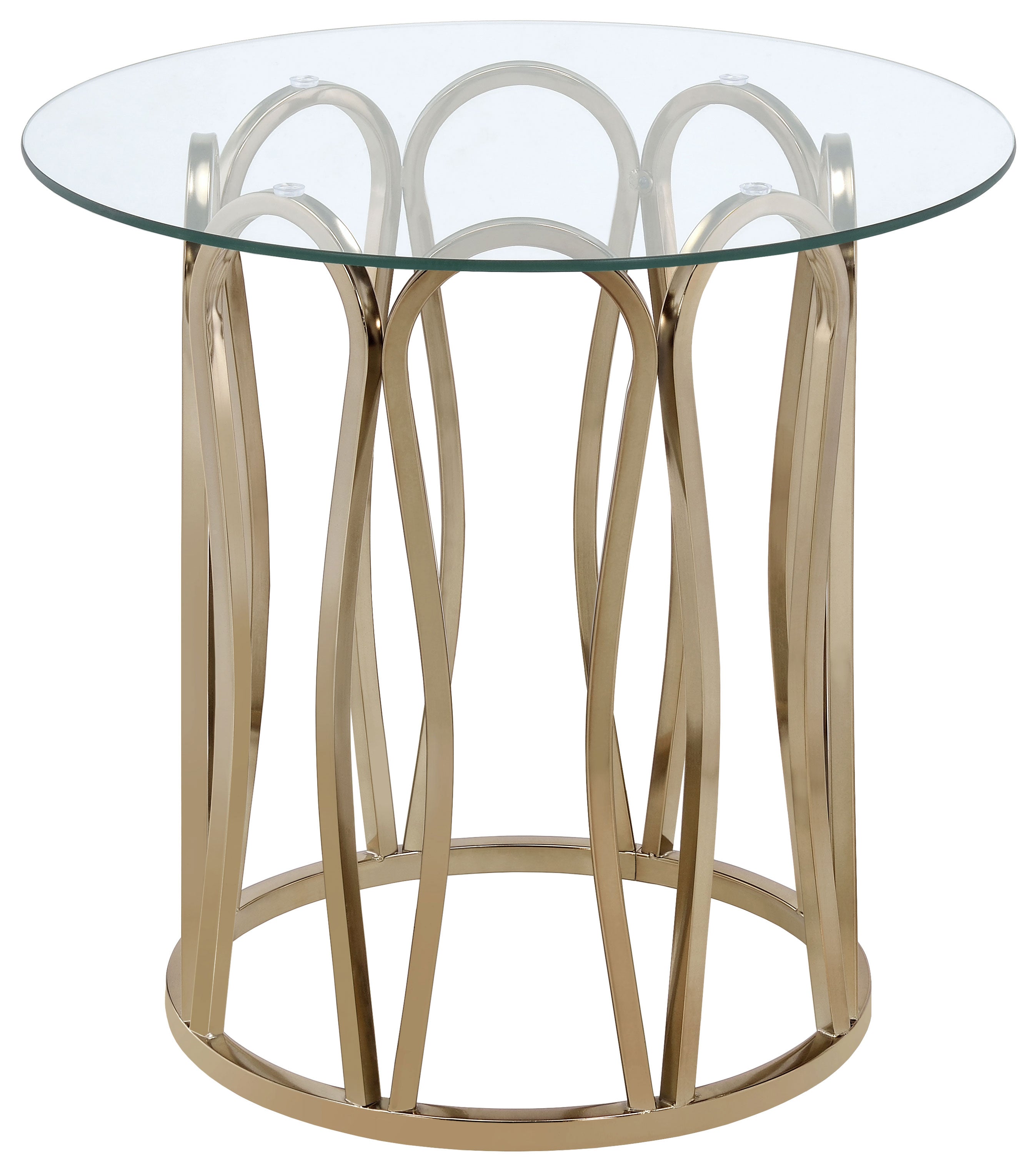 Monett Round Glass Top Side End Table Chocolate Chrome-CoasterEssence