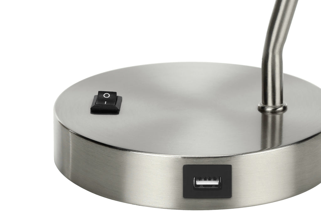 Modern Nickel Table Lamp with USB Port