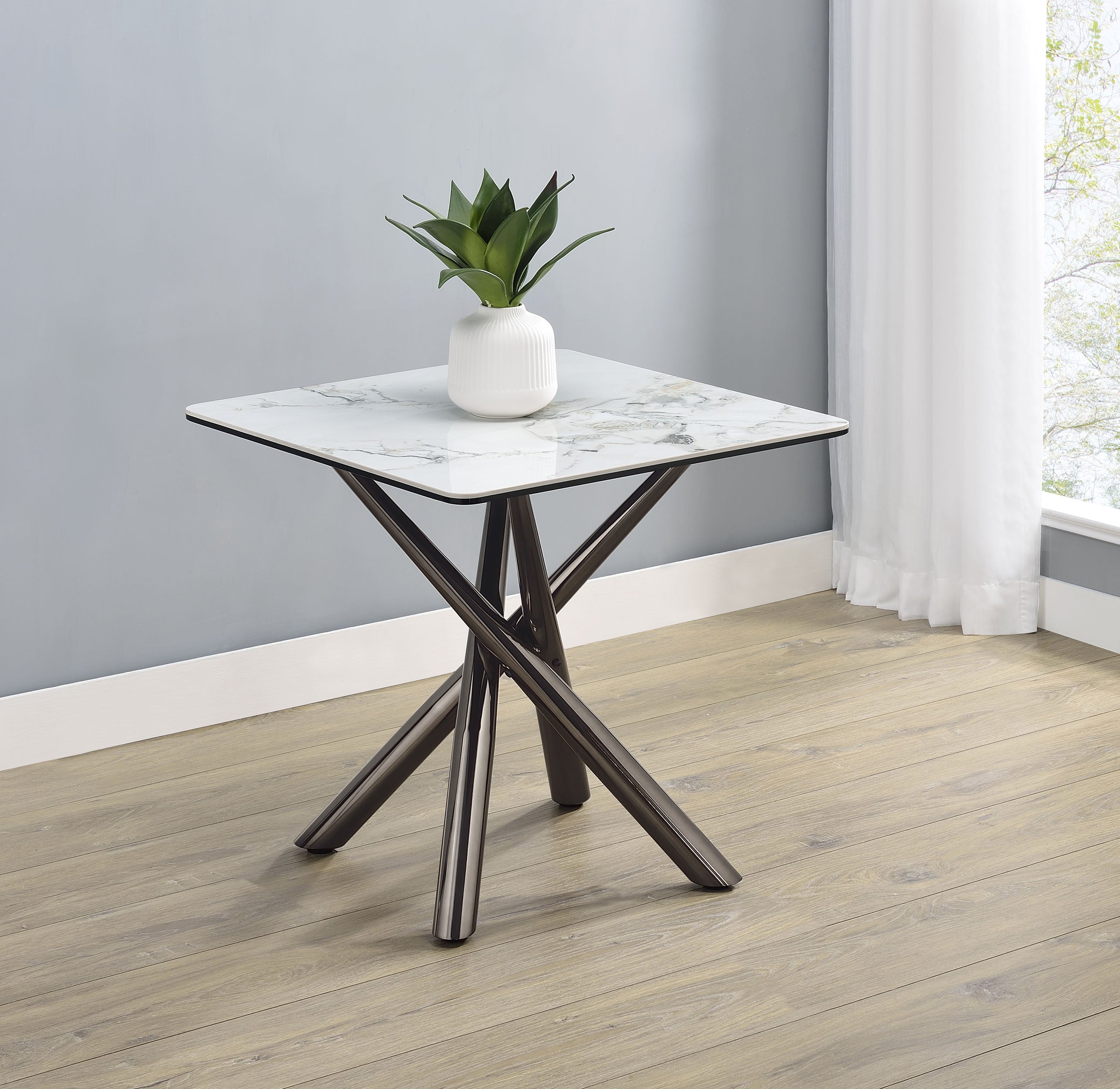 Carvell Square Sintered Stone End Side Table Mirage White-