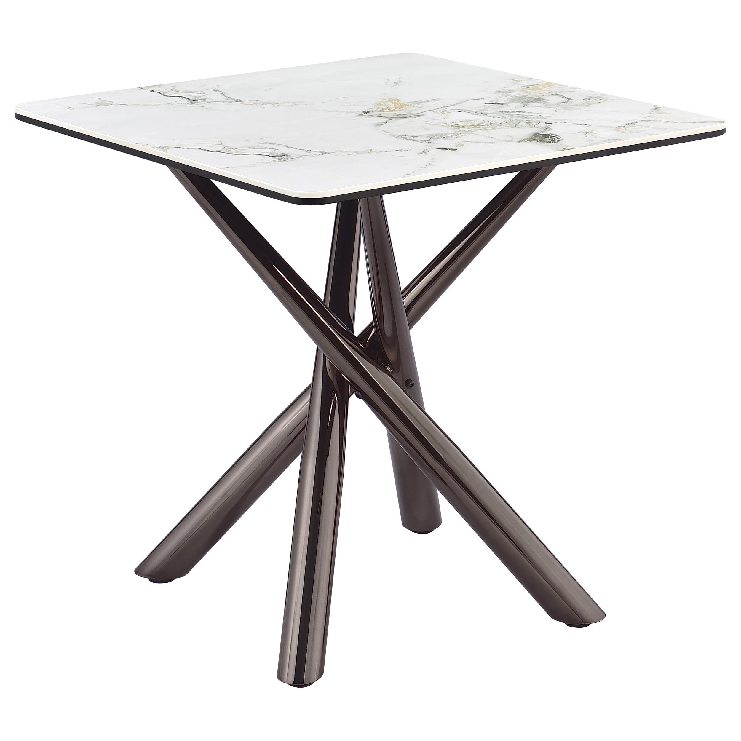 Carvell Square Sintered Stone End Side Table Mirage White-