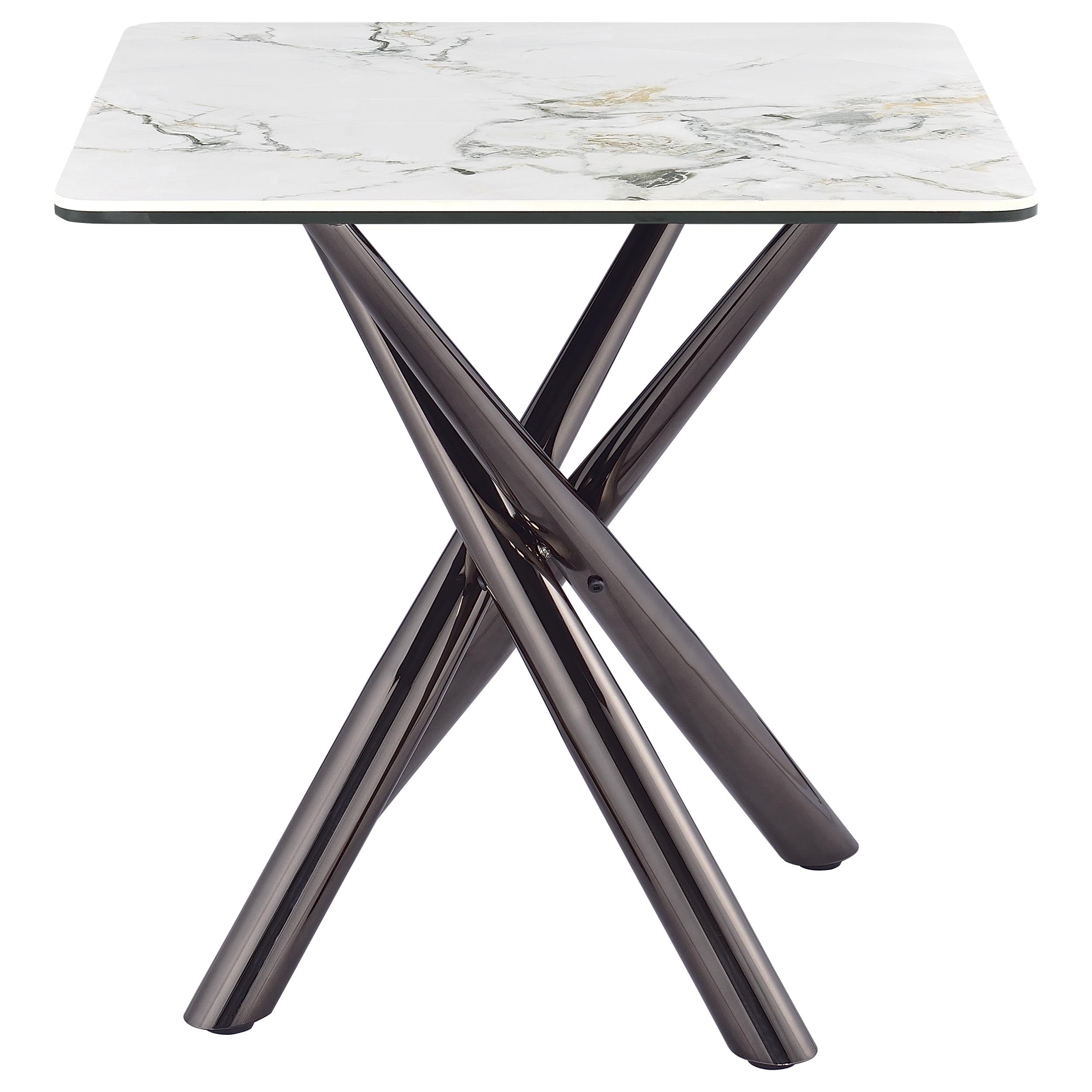 Carvell Square Sintered Stone End Side Table Mirage White-
