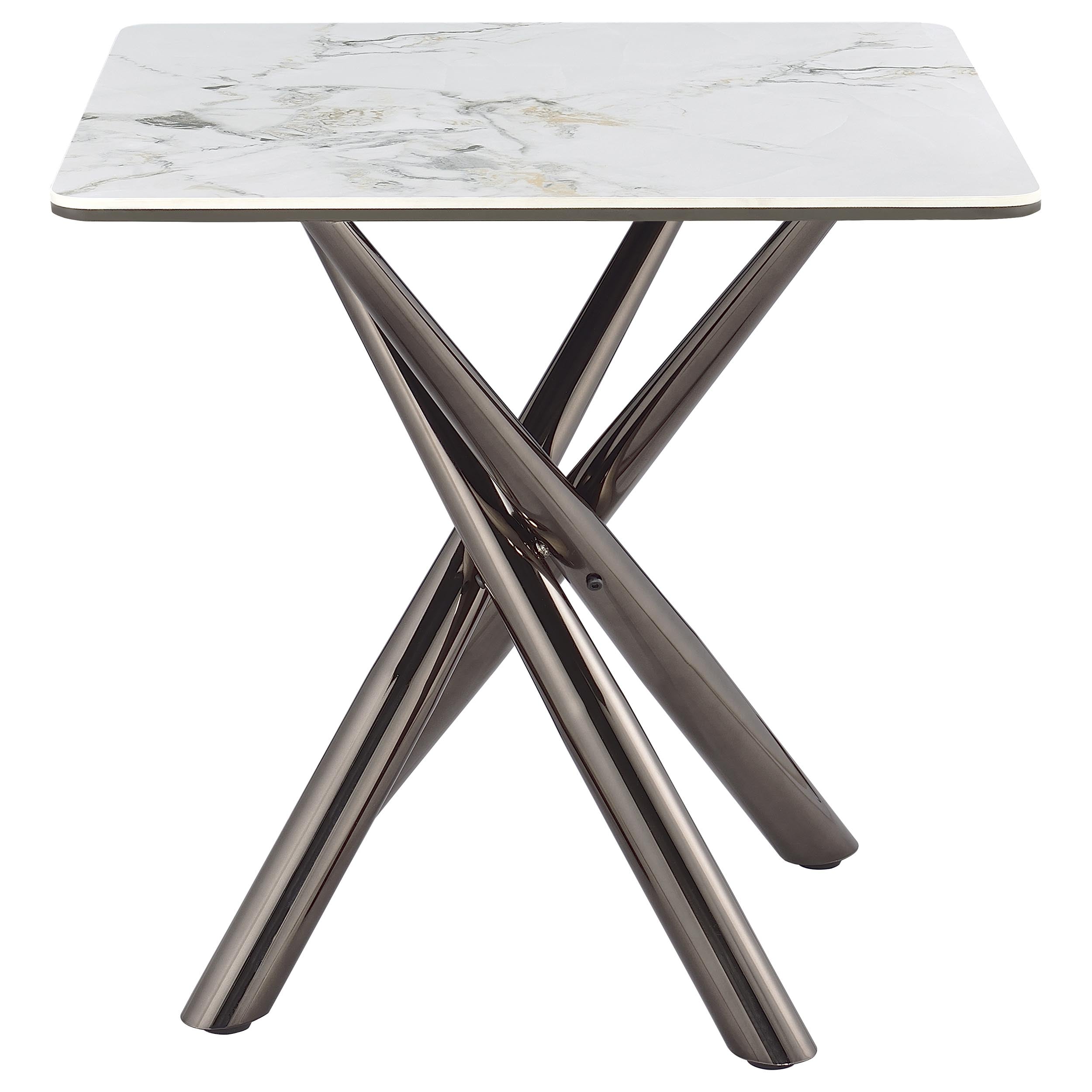 Carvell Square Sintered Stone End Side Table Mirage White-