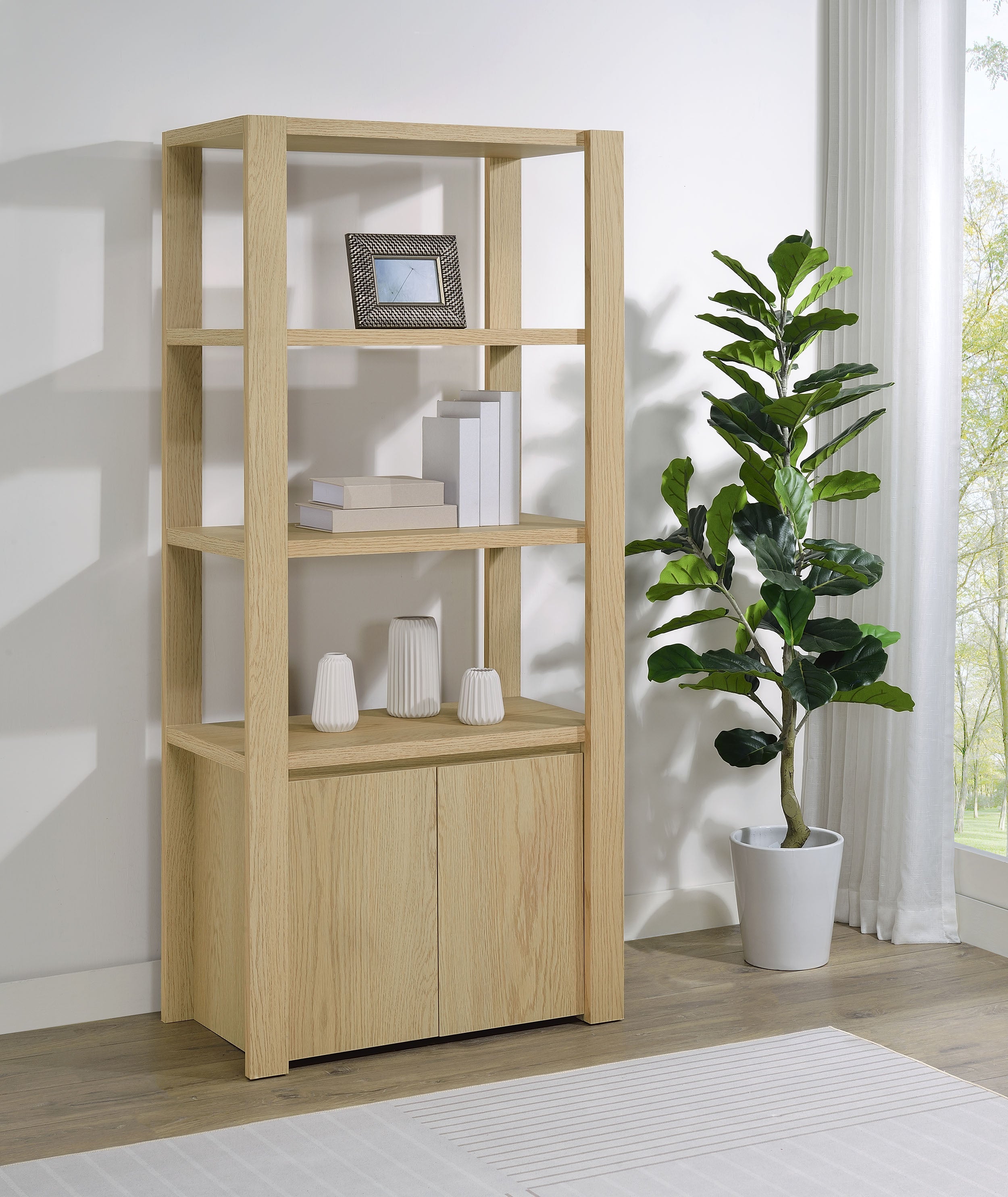 Laurelton 3-shelf Media Tower Tall Pier Cabinet Light Oak-