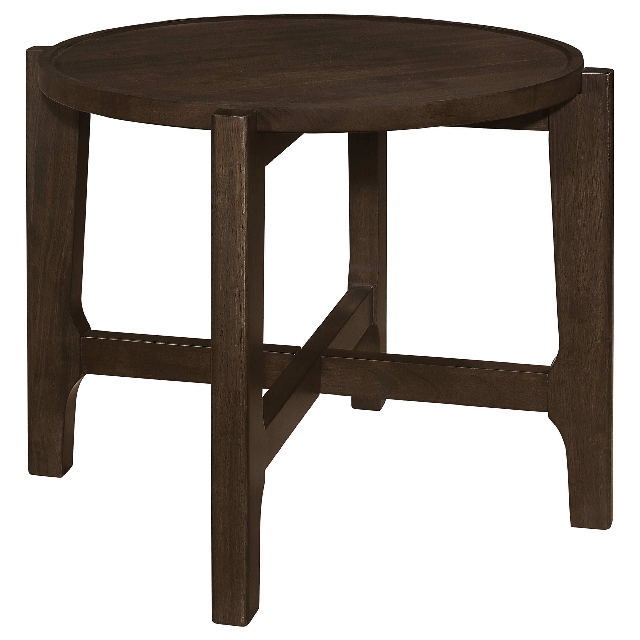 Cota Round Solid Wood End Table Dark Brown-