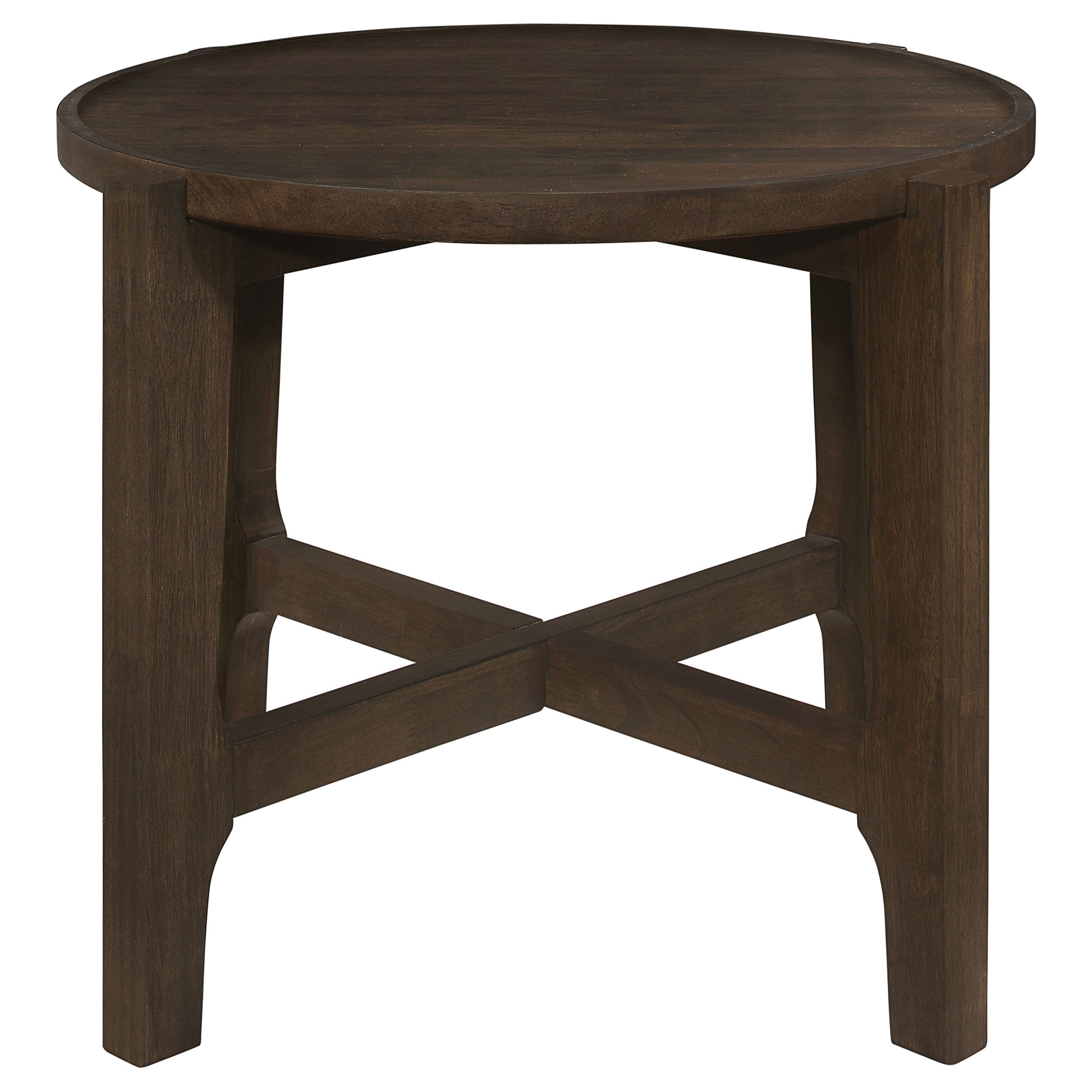 Cota Round Solid Wood End Table Dark Brown-