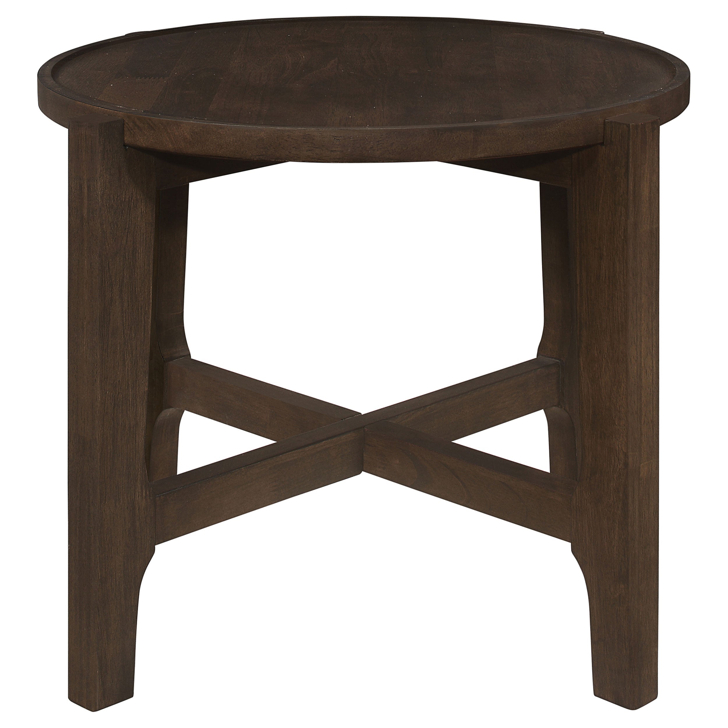Cota Round Solid Wood End Table Dark Brown-