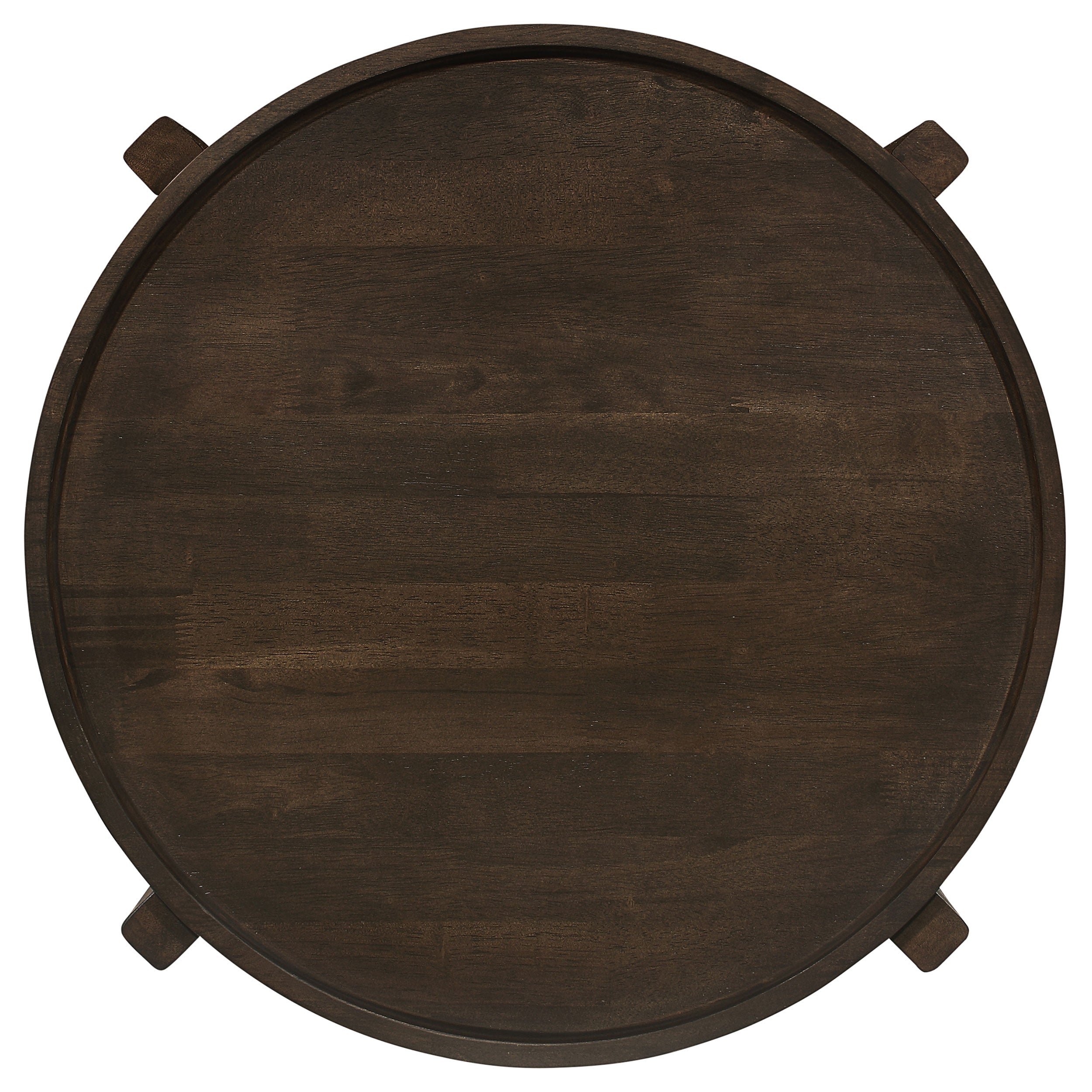 Cota Round Solid Wood End Table Dark Brown-