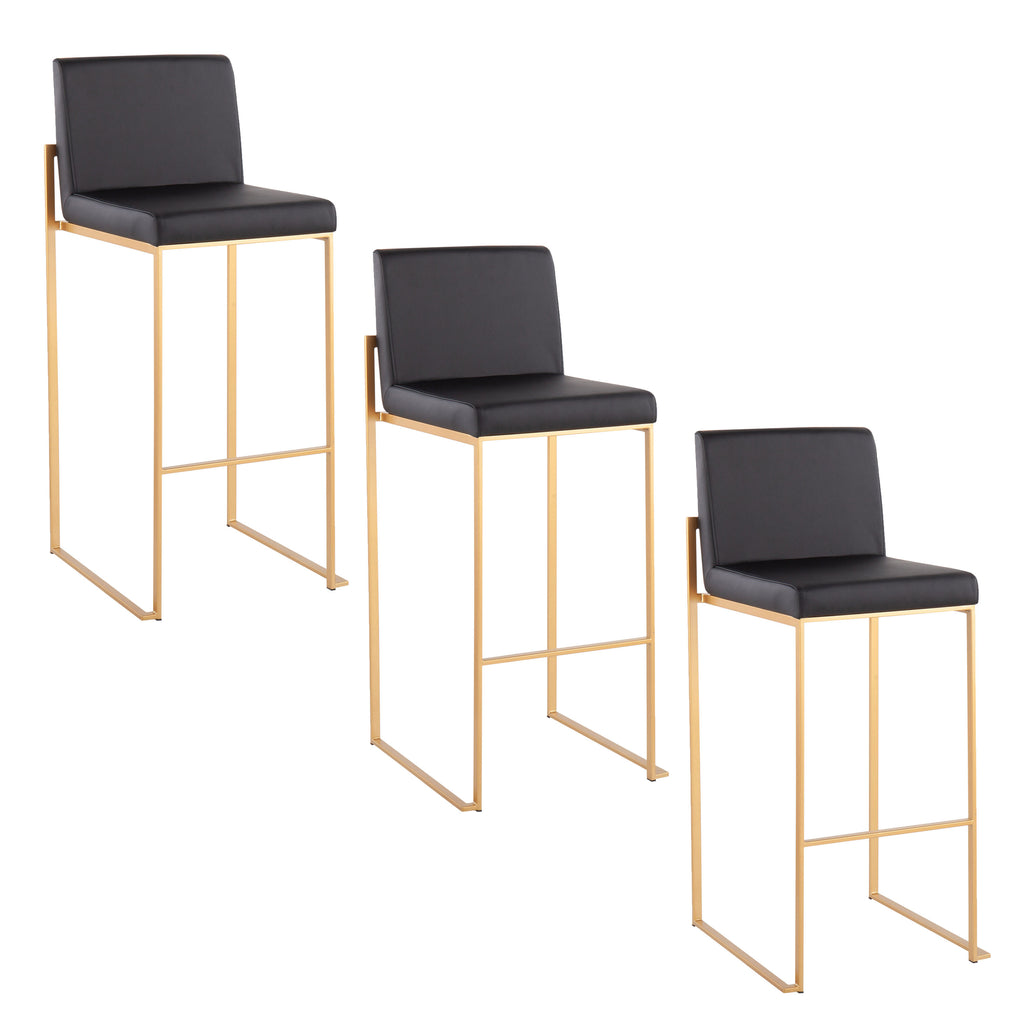 30" Contemporary High Back Barstool Set of Three